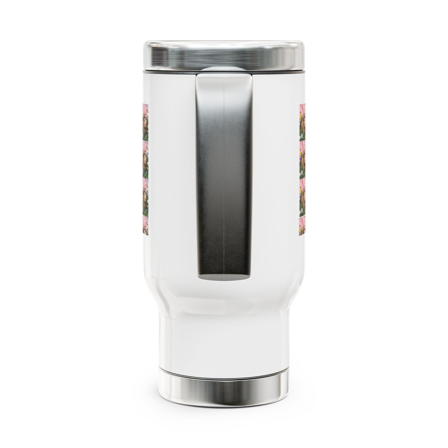 Floral Stainless Steel Travel Mug with Handle - 14oz