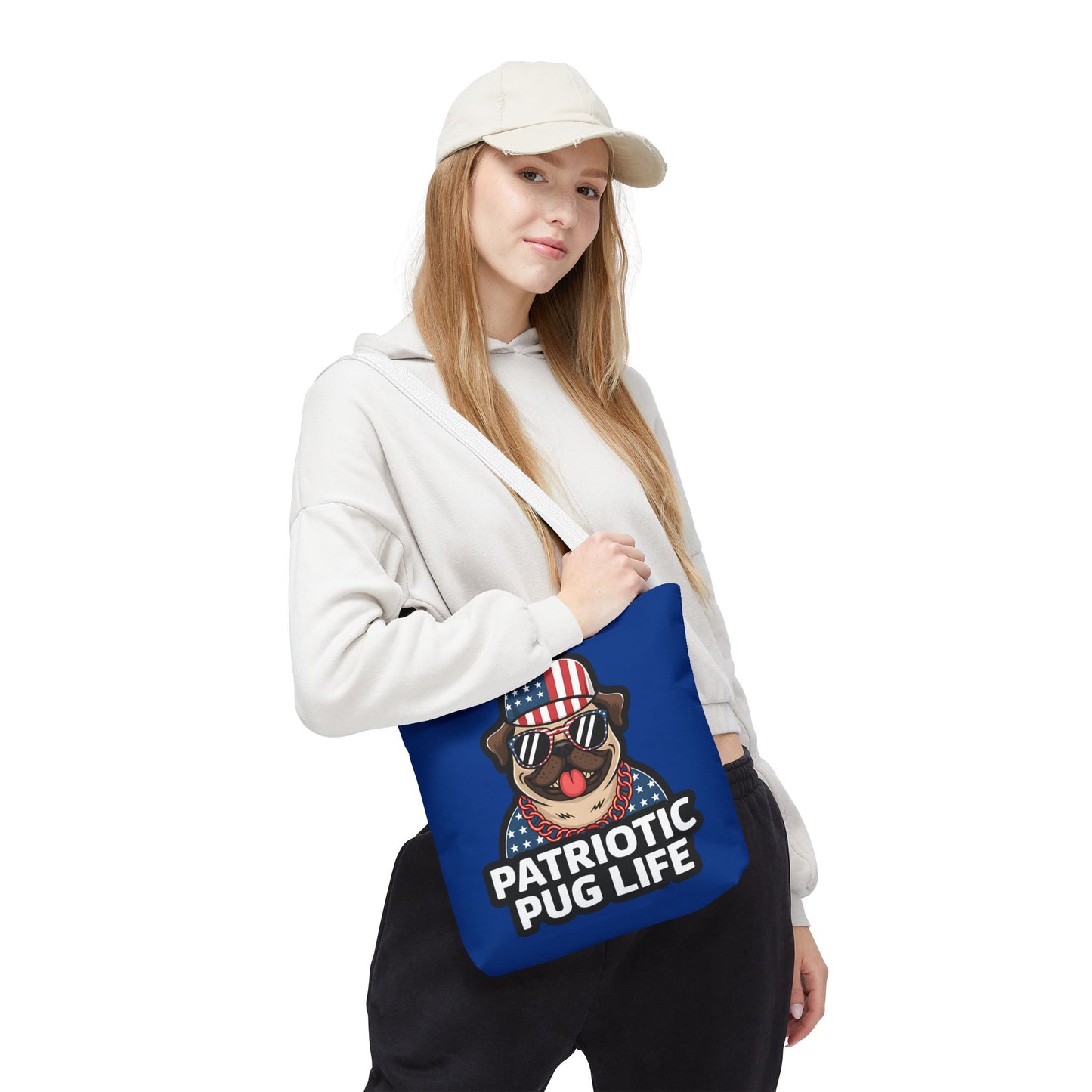 Patriotic Pug Tote Bag, Fun Dog Lover's Accessory, Perfect for Independence Day or Any Celebration