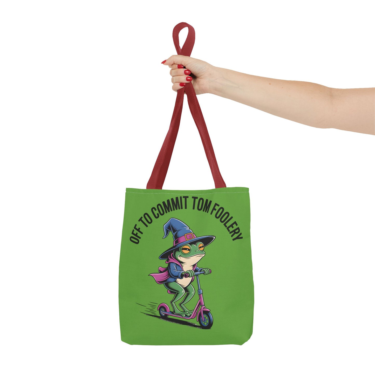 Whimsical Frog Tote Bag, Off to Commit Tom Foolery, Funny Gift, Eco-Friendly Shopping, Ideal for Parties, Casual Everyday Use