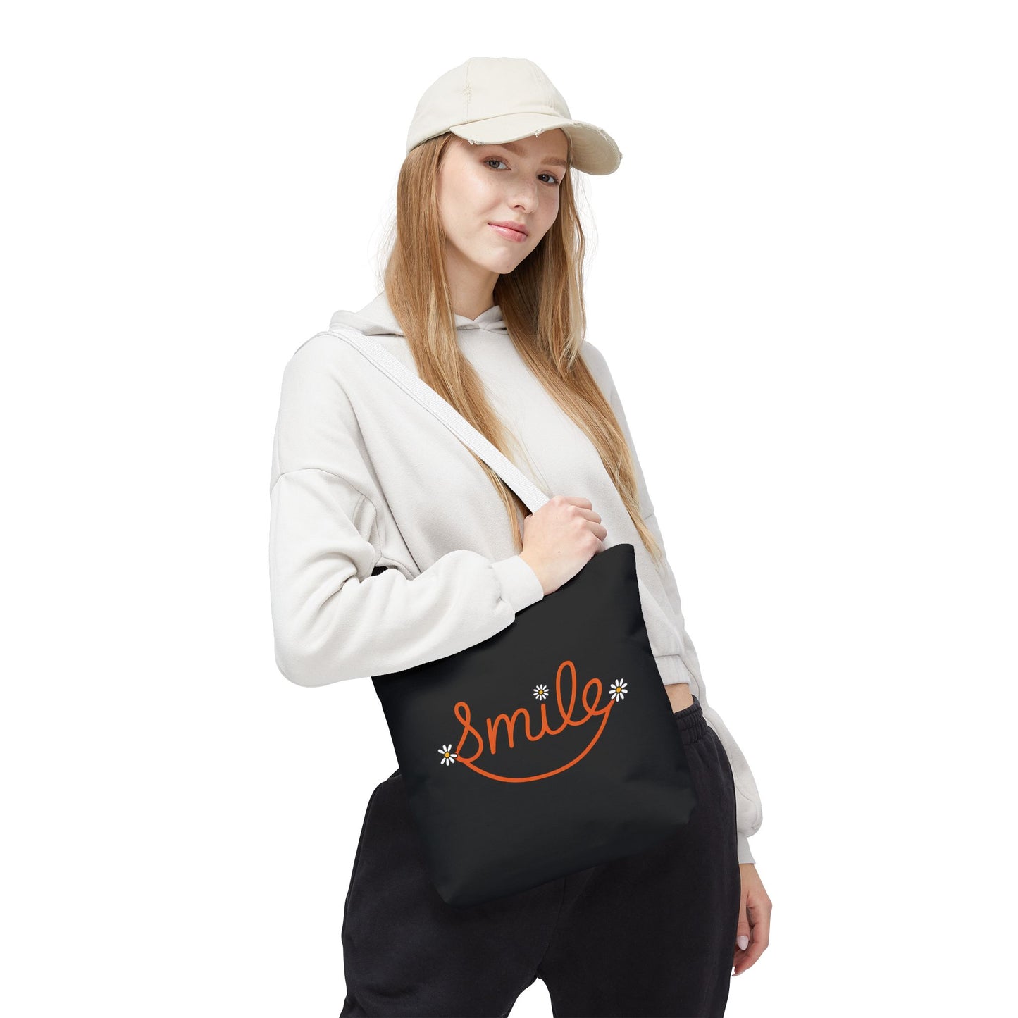 Smile Tote Bag - Cheerful Floral Design for Everyday Use