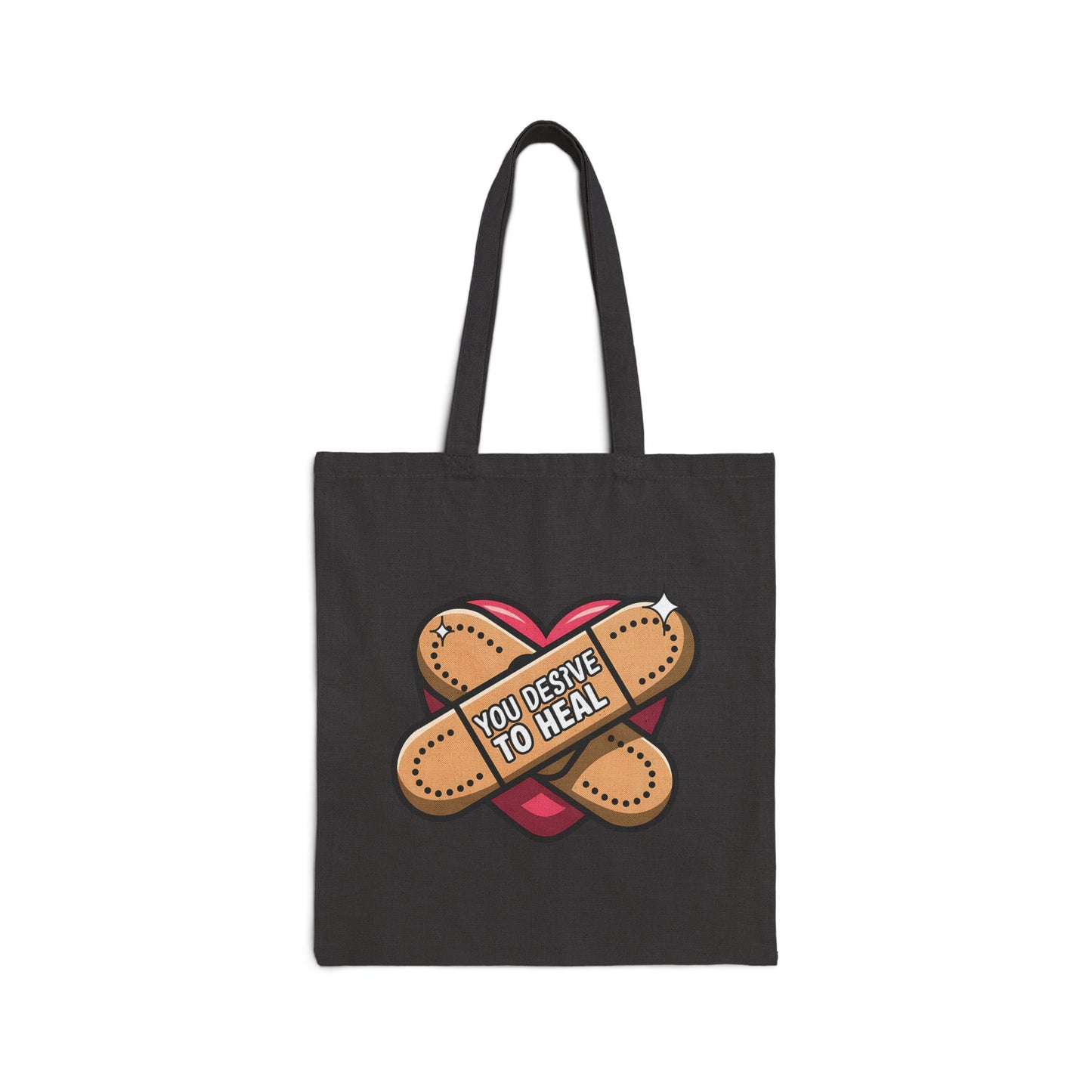 Healing Heart Cotton Canvas Tote Bag | You Deserve to Heal | Eco-Friendly Fashion, Gift for Her, Shopping Bag, Self-Care Collection