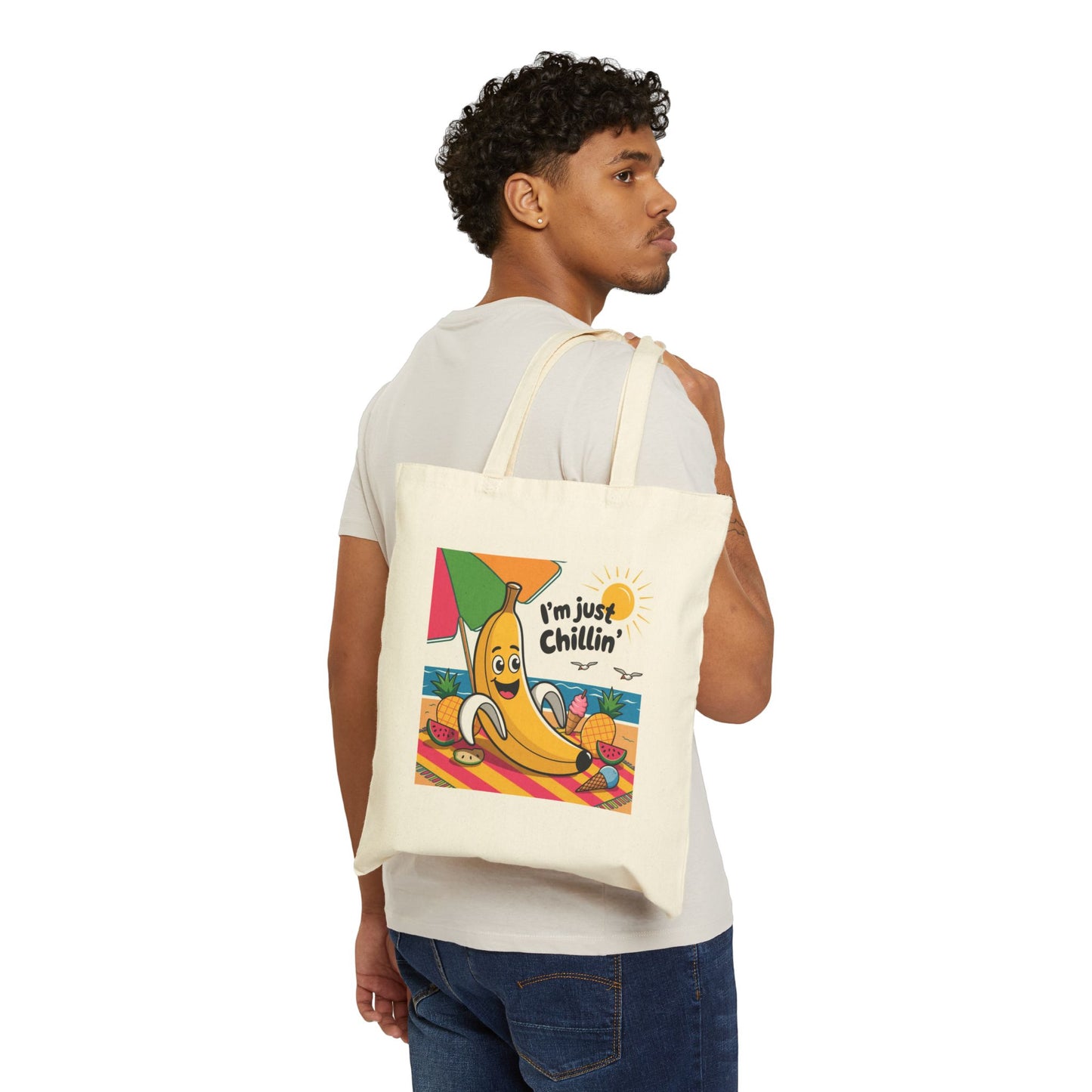 Fun Banana Tote Bag - I'm Just Chillin' Bag, Eco-Friendly Shopping Bag, Summer Beach Bag, Cute Gift for Friends, Everyday Use
