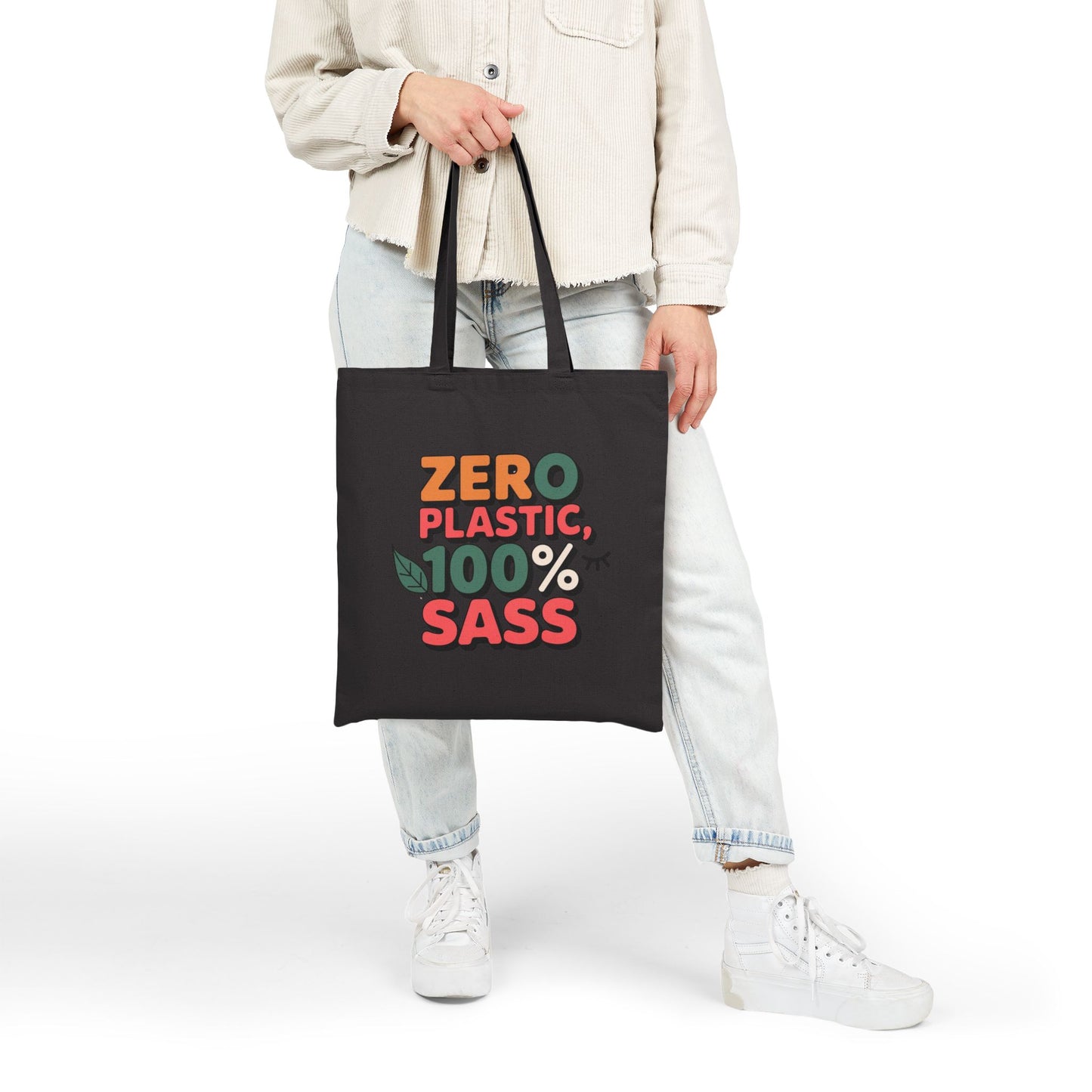 Sassy Eco-Friendly Cotton Canvas Tote Bag, Reusable Grocery Bag, Sustainable Shopping Tote, Gift for Eco-Conscious Friends, Fun Everyday Bag