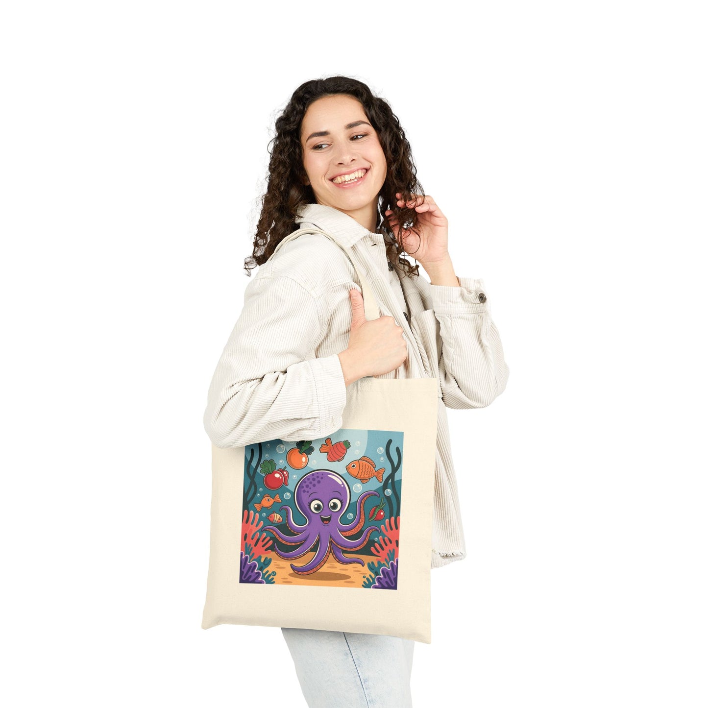 Cute Octopus Tote Bag, Eco-Friendly Shopping Bag, Beach Bag, Gift for Ocean Lovers, Reusable Canvas Tote, Fun Marine Life Art