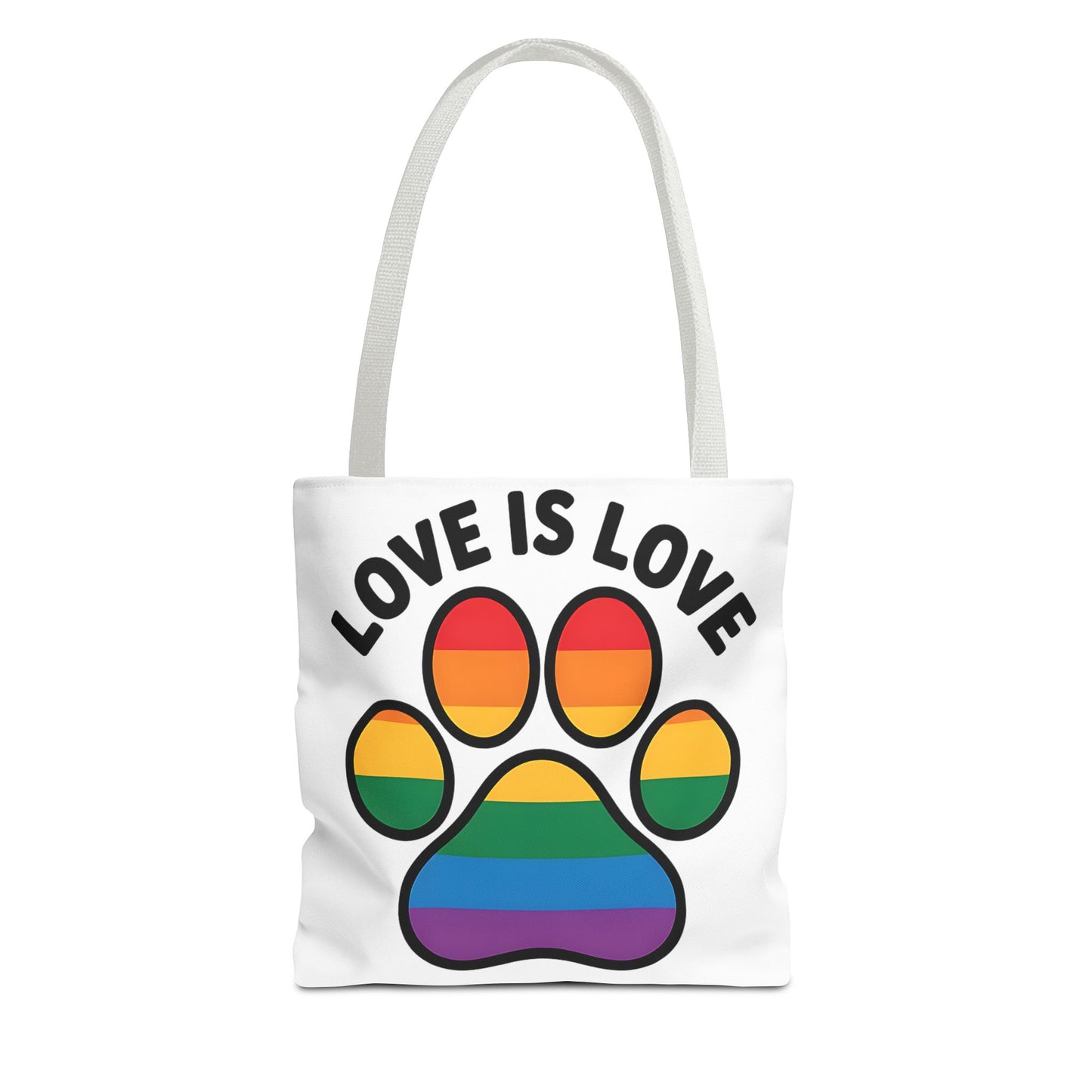 Pride Love Is Love Tote Bag – Colorful Paw Print Design