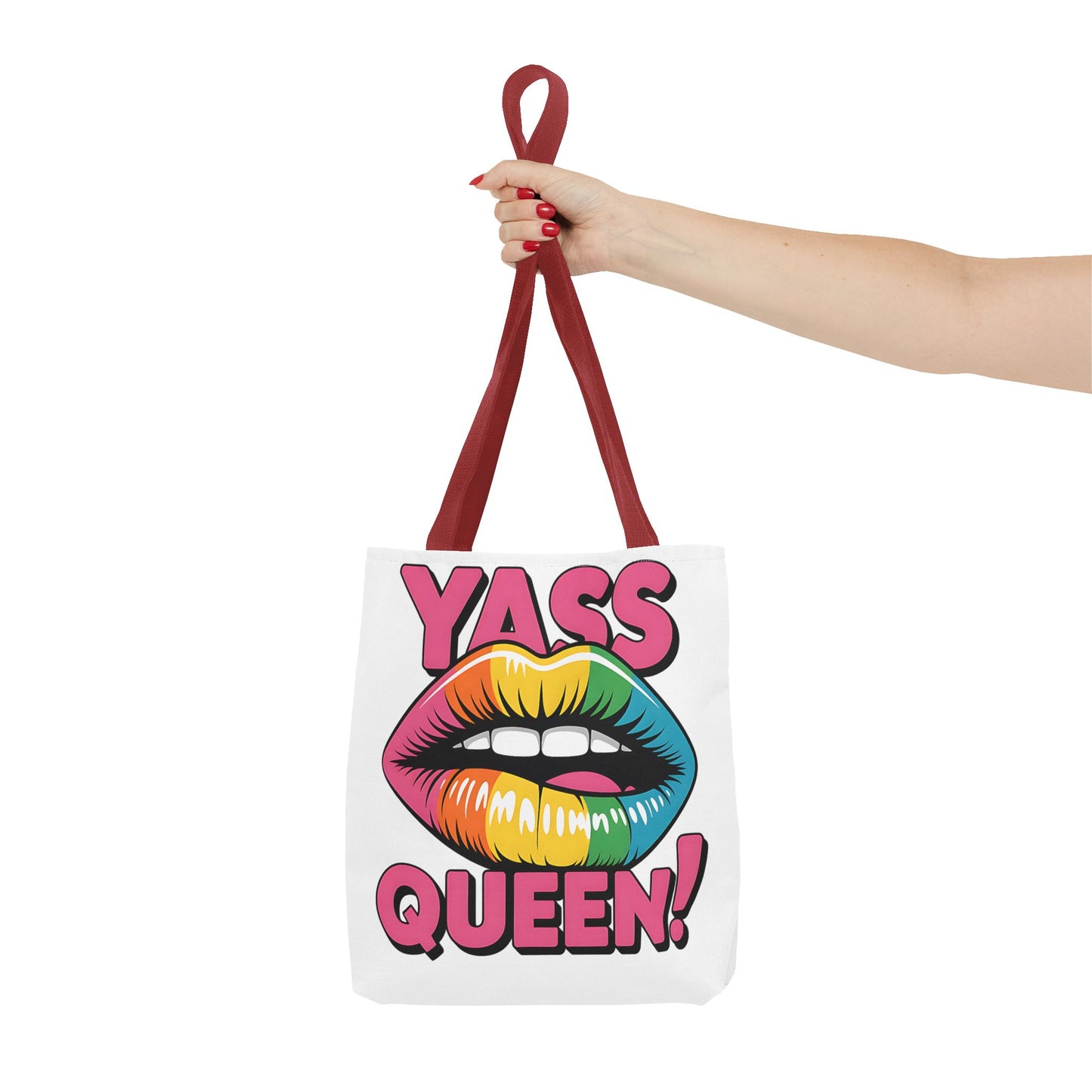 Yass Queen Tote Bag - Rainbow Lips Design for LGBTQ+ Pride and Empowerment