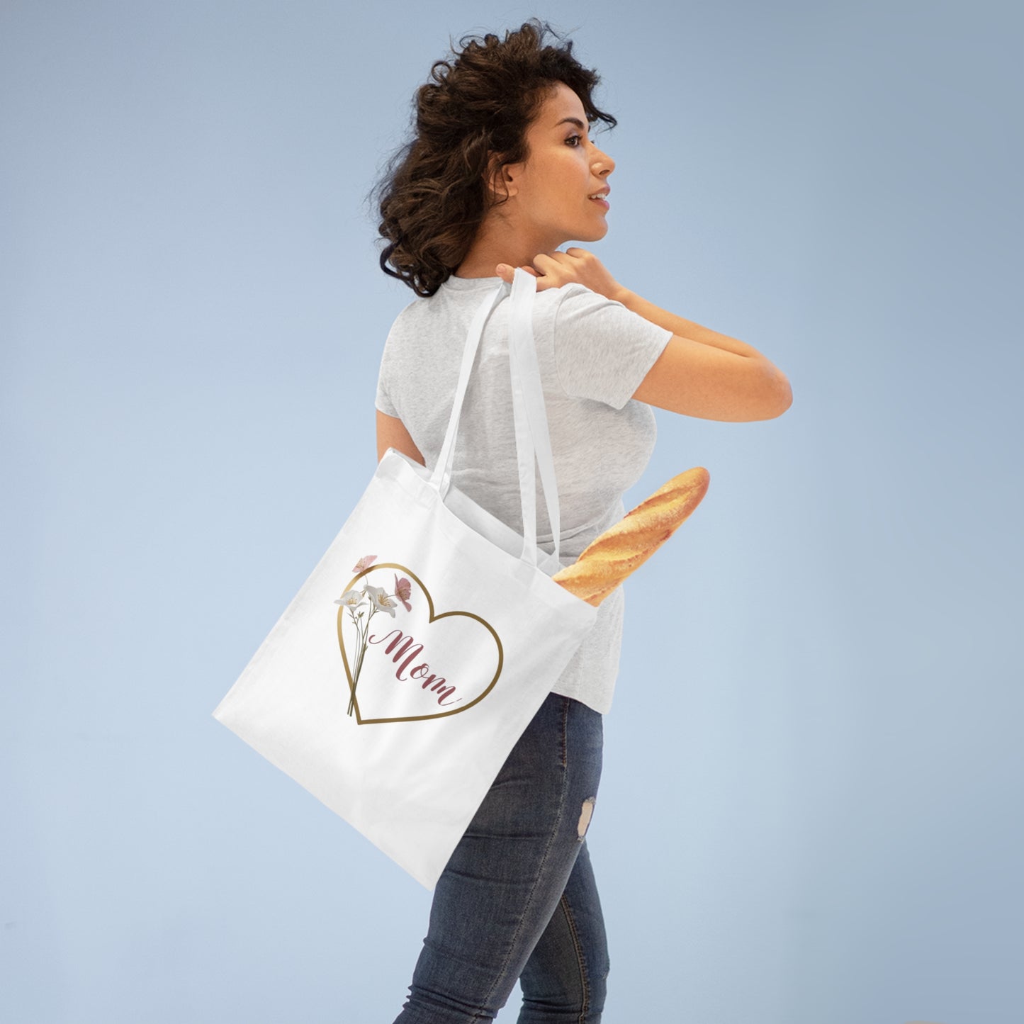 Mom Heart Tote Bag - Floral Design for Mother's Day & Everyday Use
