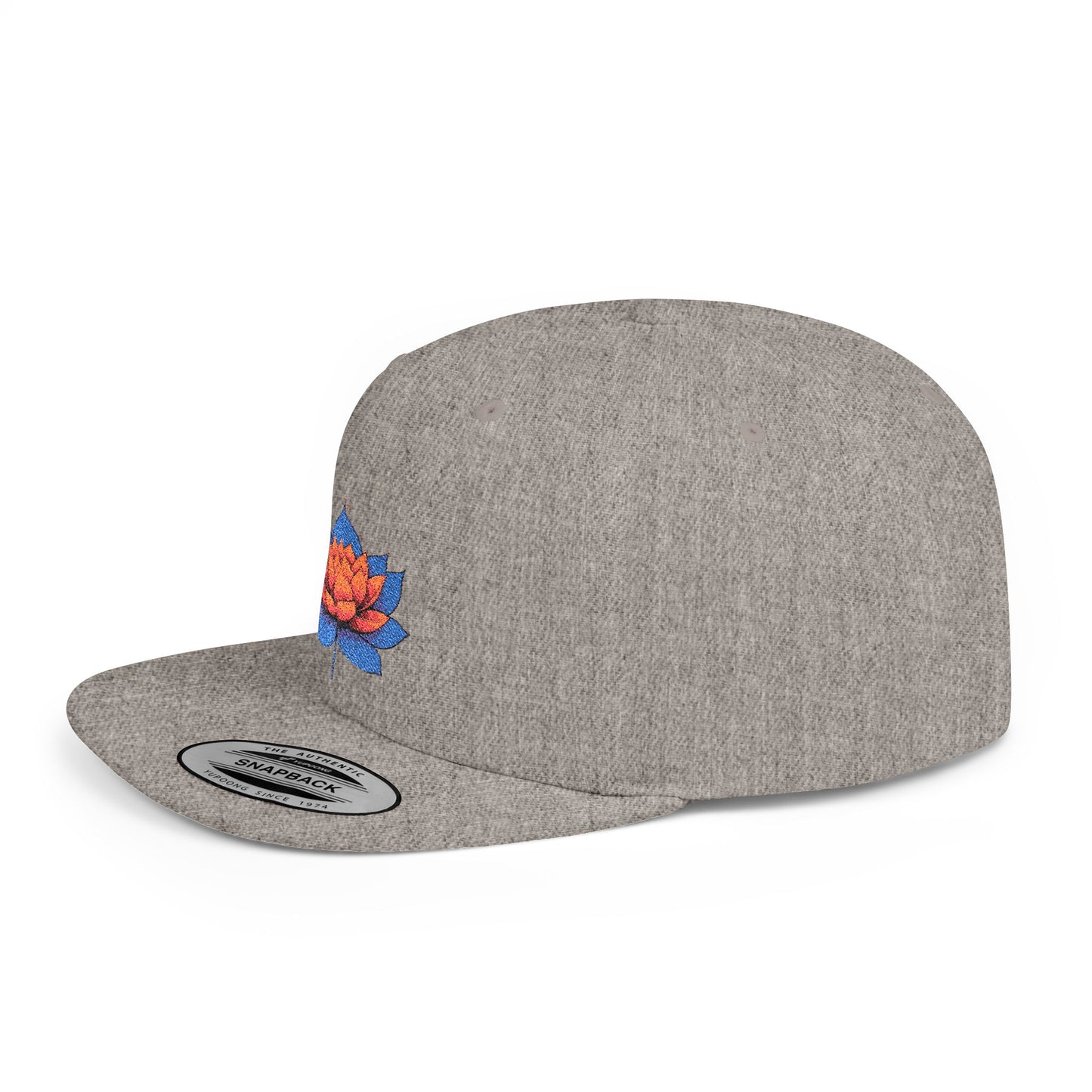 Lotus Flower Flat Bill Snapback Cap - Stylish & Versatile