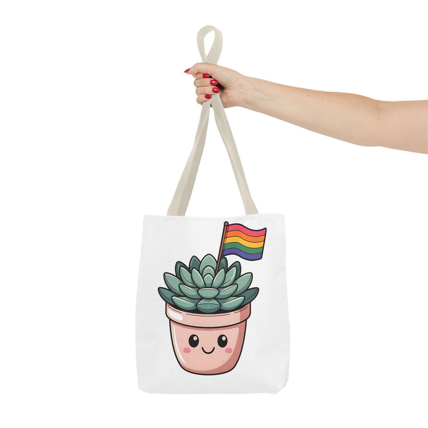 Cute Succulent Tote Bag with Rainbow Flag - Perfect for Pride Events