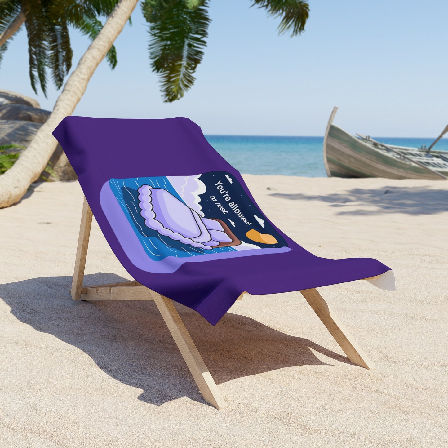Restful Beach Towel with Bed Design, Summer Fun, Relaxation, Beach Day Essential, Gift for Her, Poolside Vibes