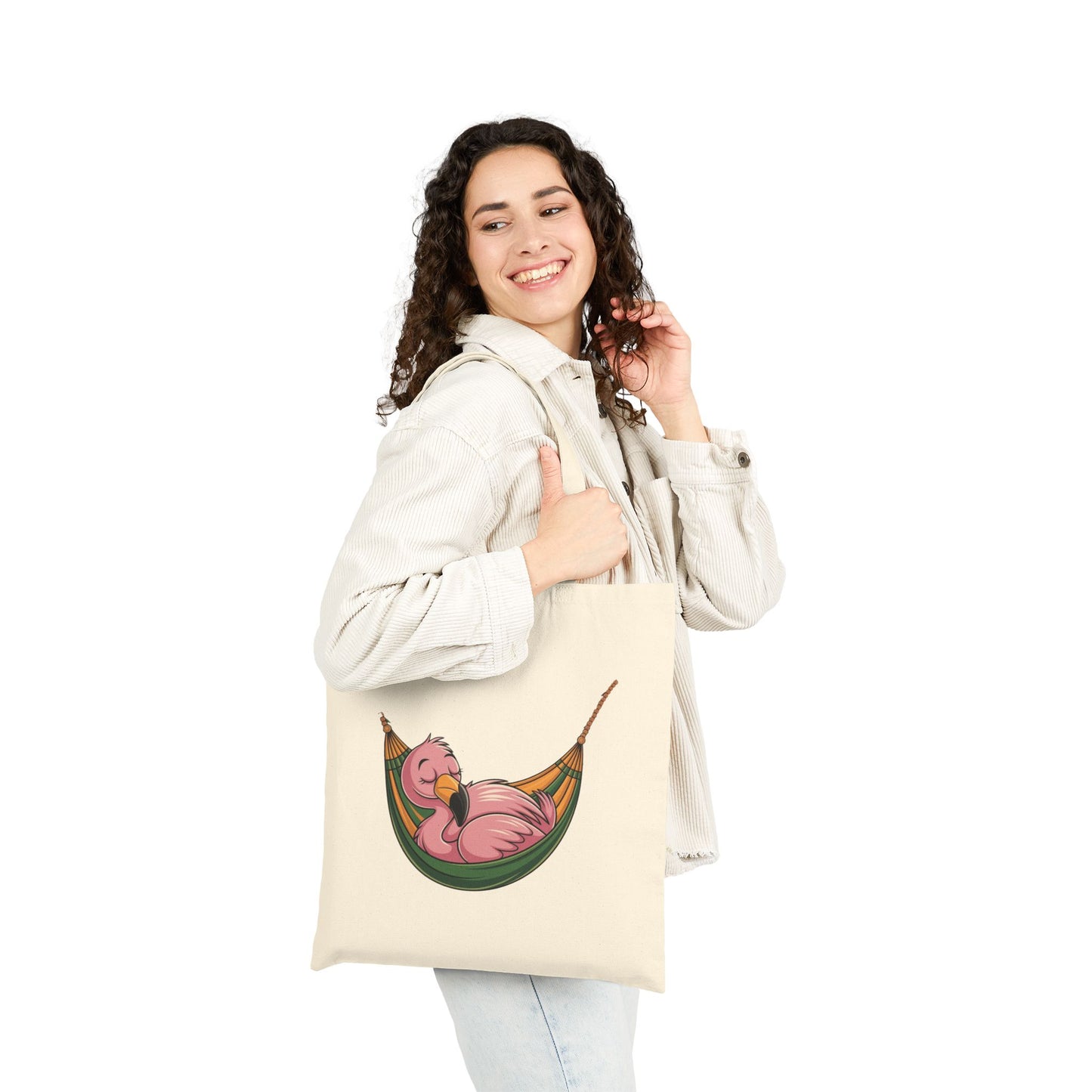 Flamingo Hammock Tote Bag, Eco-Friendly Shopping Bag, Summer Beach Bag, Cute Gift for Her, Travel Tote