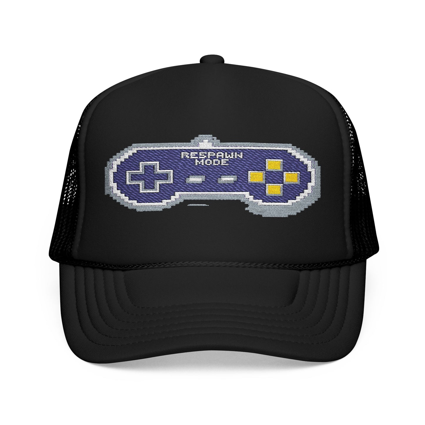 Retro Gamer Trucker Hat, Cool Foam Hat, Video Game Apparel, Gift for Gamers, Embroidered Cap, Adjustable Mesh Hat