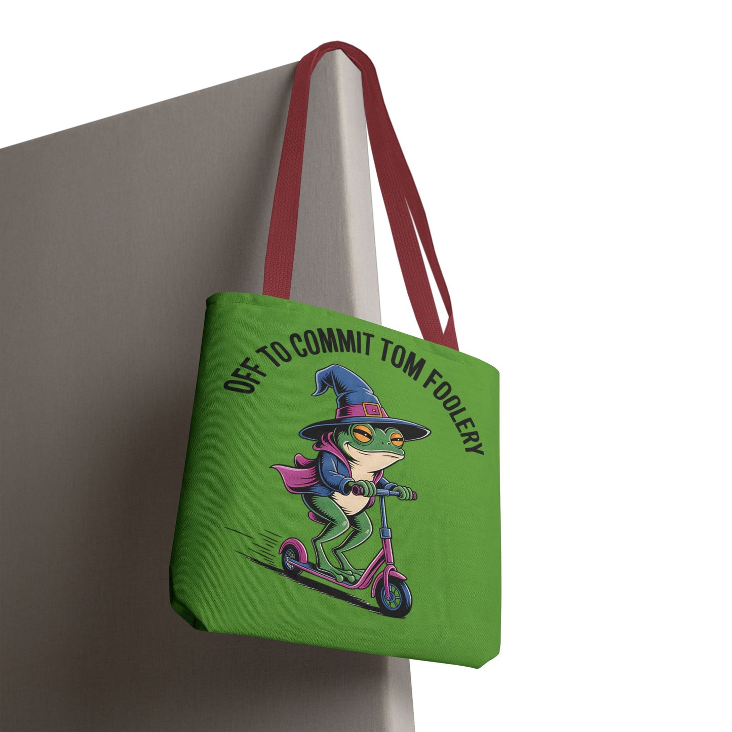 Whimsical Frog Tote Bag, Off to Commit Tom Foolery, Funny Gift, Eco-Friendly Shopping, Ideal for Parties, Casual Everyday Use