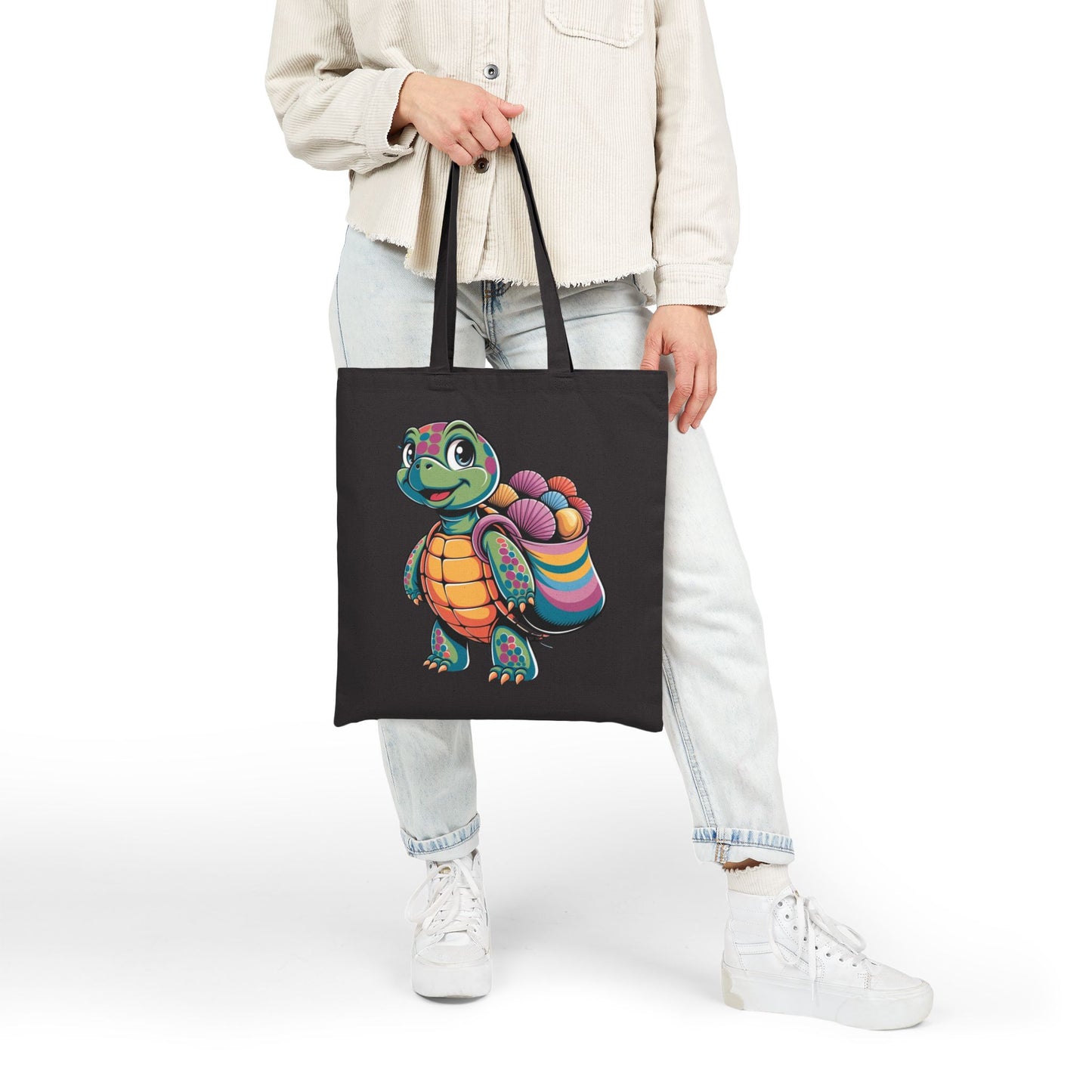 Colorful Turtle Canvas Tote Bag | Eco-Friendly Shopping, Beach Bag, Craft Tote, Gift for Nature Lovers, Earth Day Essentials
