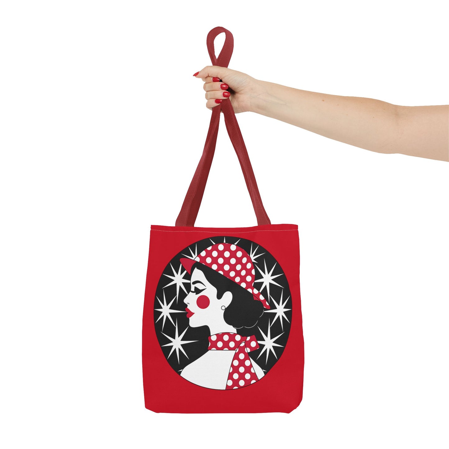 Vintage Glamour Tote Bag - Retro Fashion, Stylish Handbag, Gift for Her, Everyday Use, Polka Dot Design