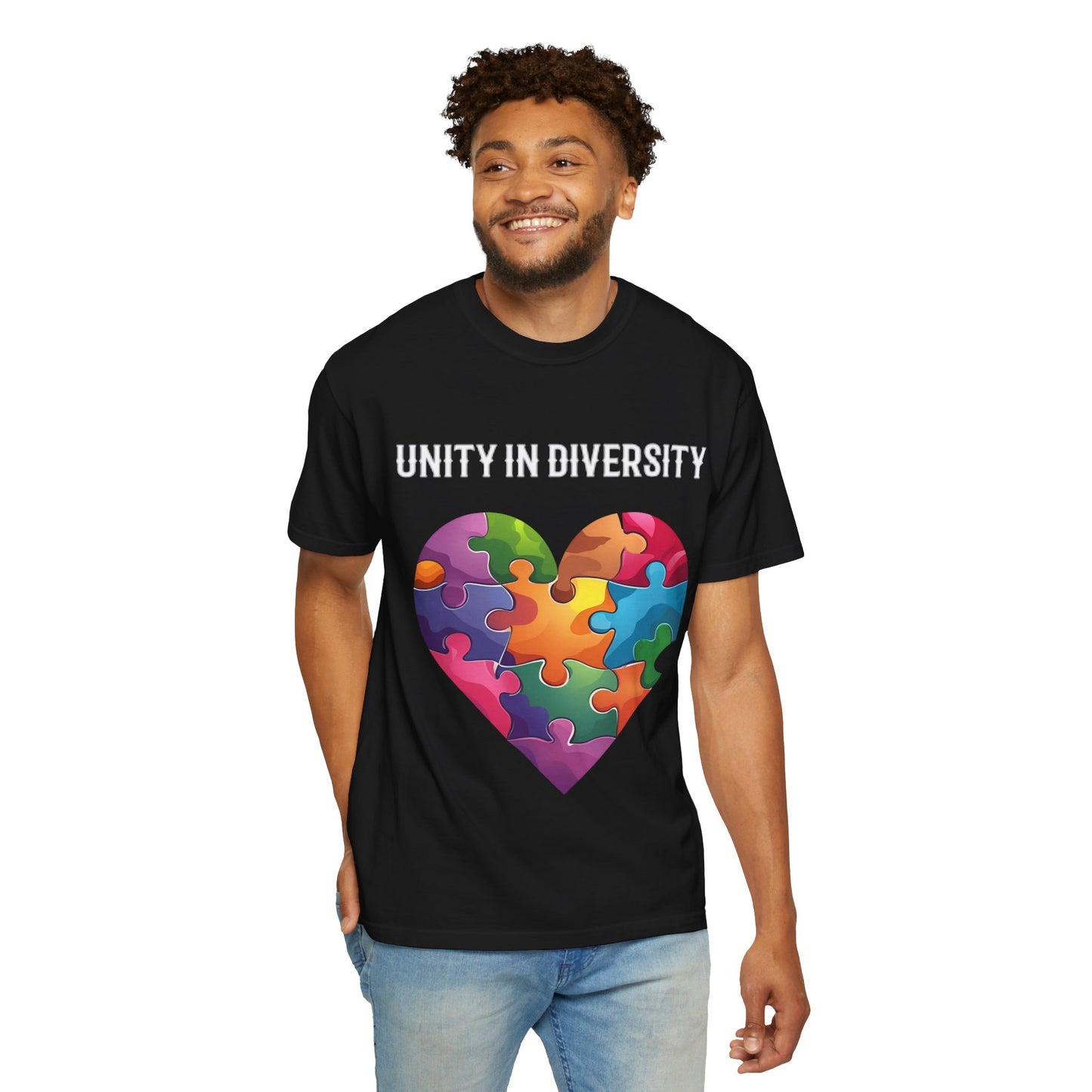 Unity in Diversity T-Shirt, Unisex Graphic Tee, Puzzle Heart Design, LGBTQ+ Pride Wear, Gift for Friends, Rainbow Colors
