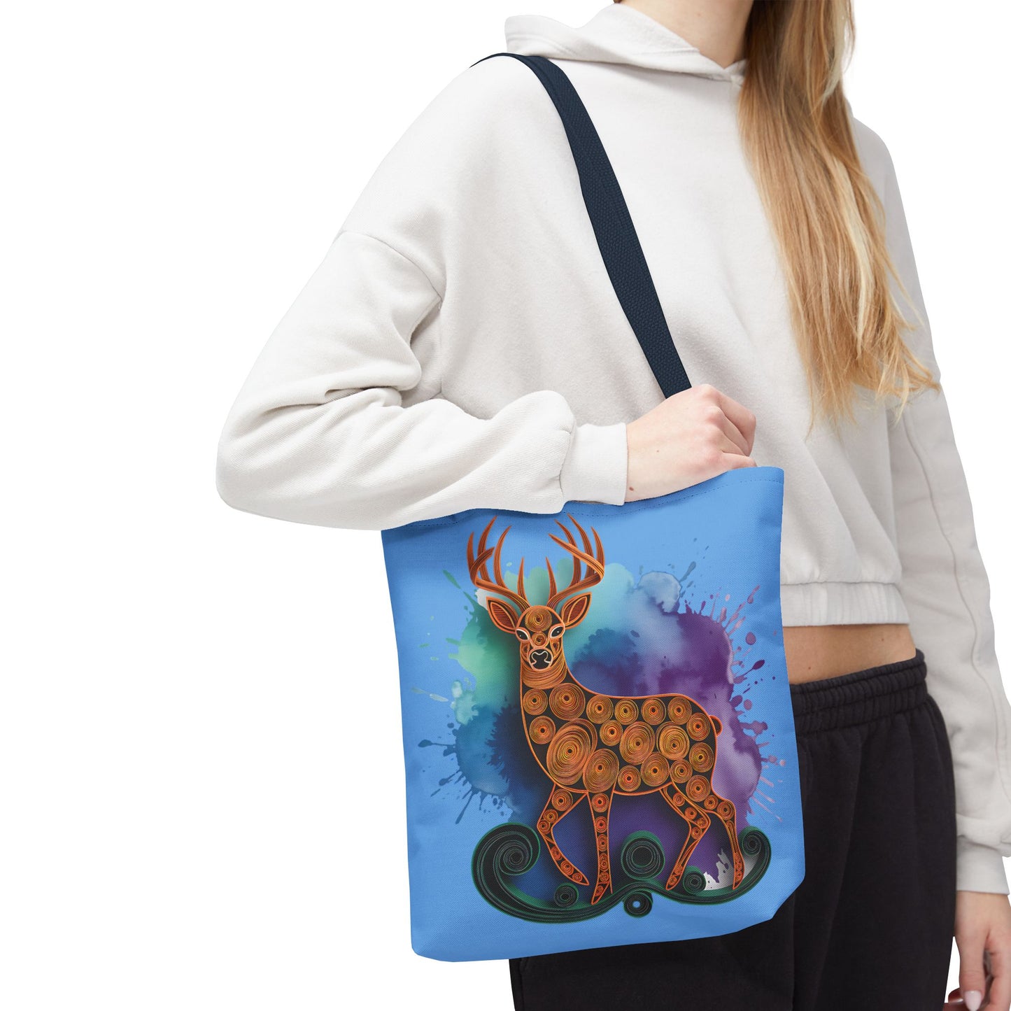 Bohemian Deer Tote Bag, Eco-Friendly Shopping Bag, Colorful Canvas Shoulder Bag, Gift for Nature Lovers, Unique Reusable Tote