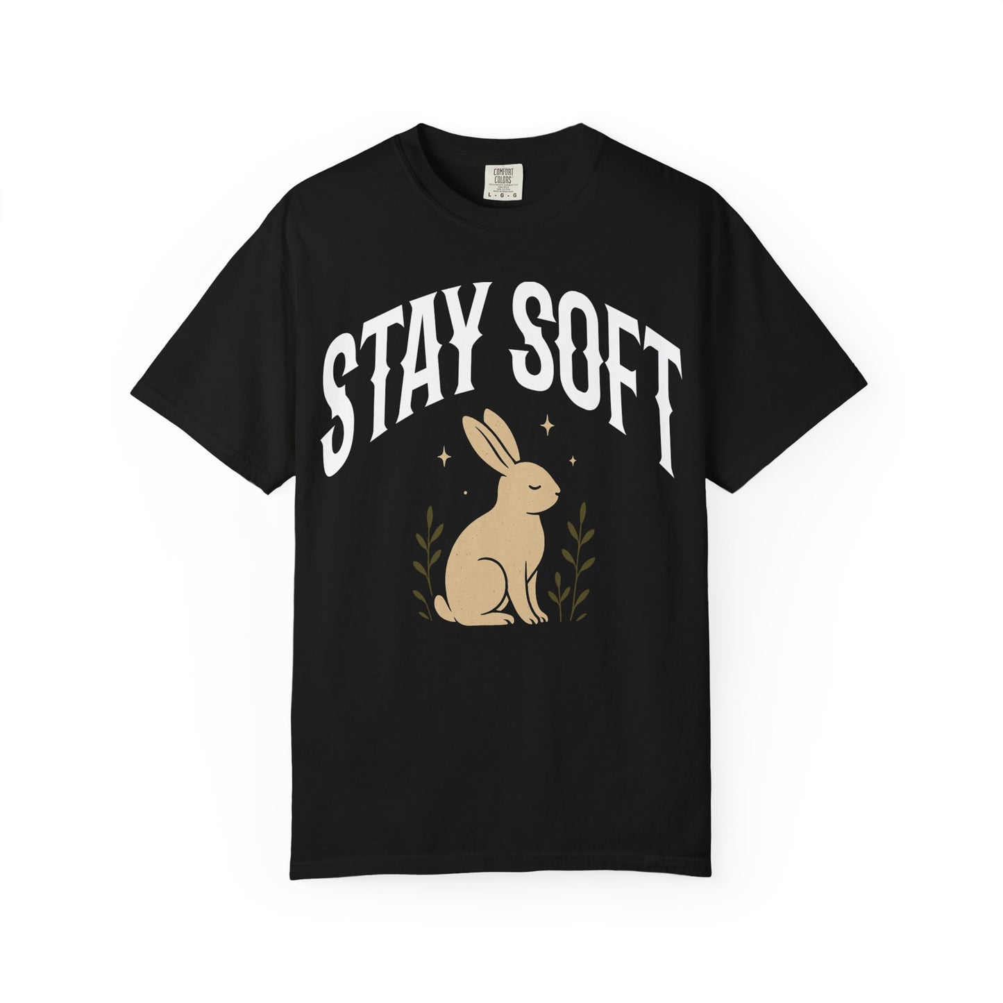 Stay Soft Unisex Garment-Dyed T-Shirt, Cute Rabbit Design Tee for Animal Lovers, Cozy Casual Wear, Gift for Friends, Nature Vibe Clothing