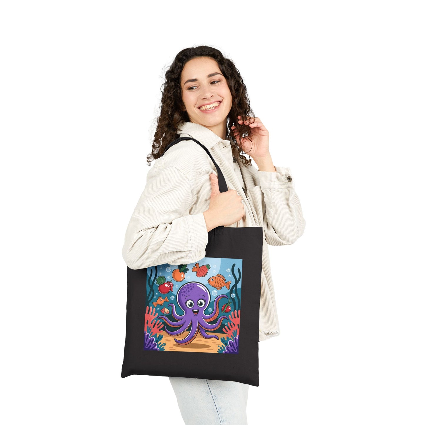 Cute Octopus Tote Bag, Eco-Friendly Shopping Bag, Beach Bag, Gift for Ocean Lovers, Reusable Canvas Tote, Fun Marine Life Art