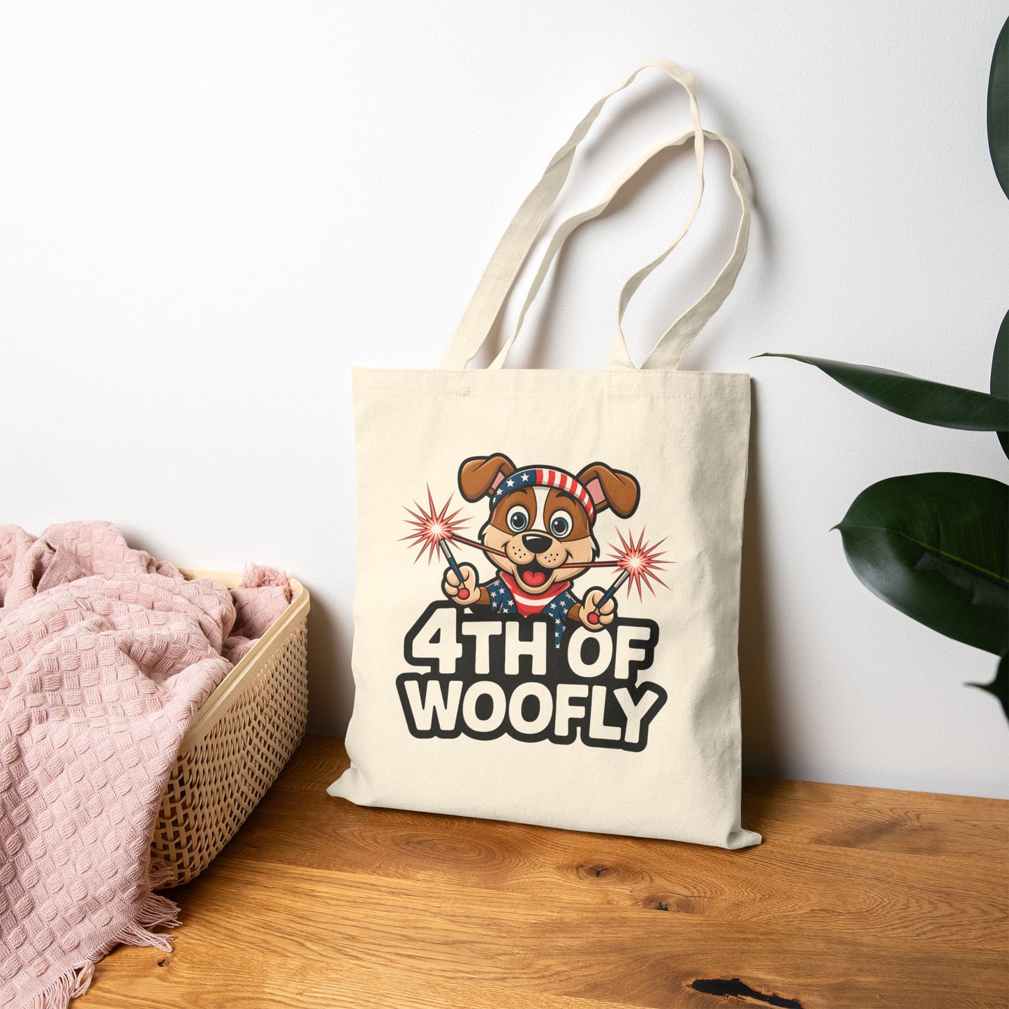 Patriotic Dog-Themed Cotton Canvas Tote Bag, 4th of July Shopping Bag, Cute Pet Lover Gift, Summer Totes, Eco-Friendly Bags