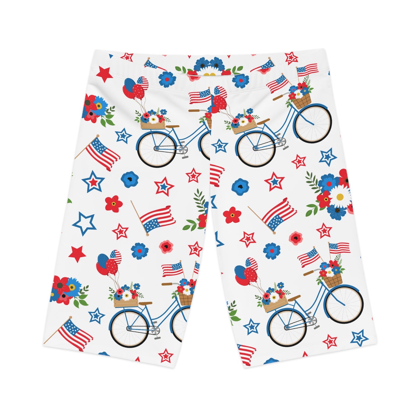 Patriotic Floral Bike Shorts for Women