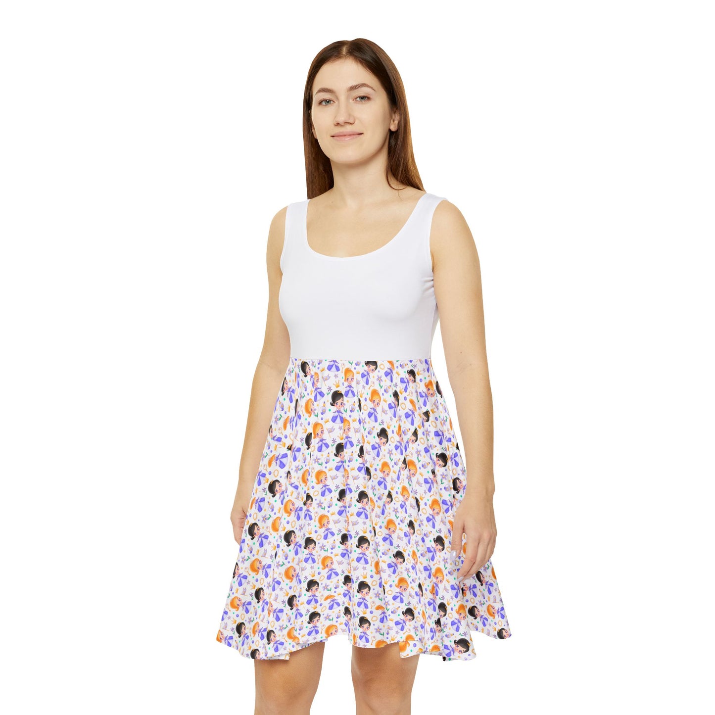 Colorful Women's Skater Dress with Fun Cartoon Prints