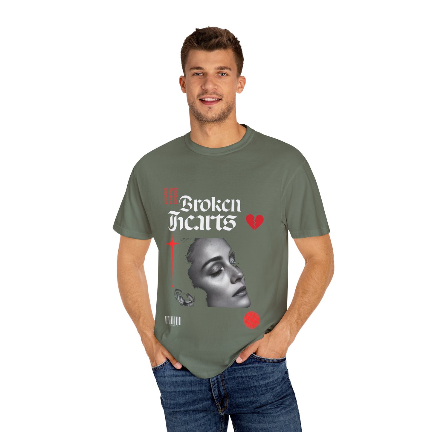 Broken Hearts Unisex Garment-Dyed T-Shirt - Trendy Graphic Tee for Casual Looks