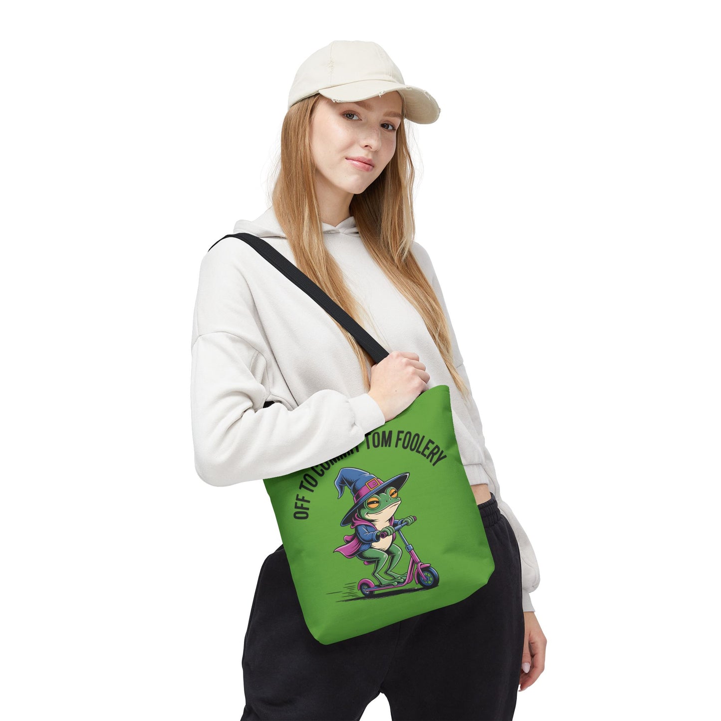 Whimsical Frog Tote Bag, Off to Commit Tom Foolery, Funny Gift, Eco-Friendly Shopping, Ideal for Parties, Casual Everyday Use