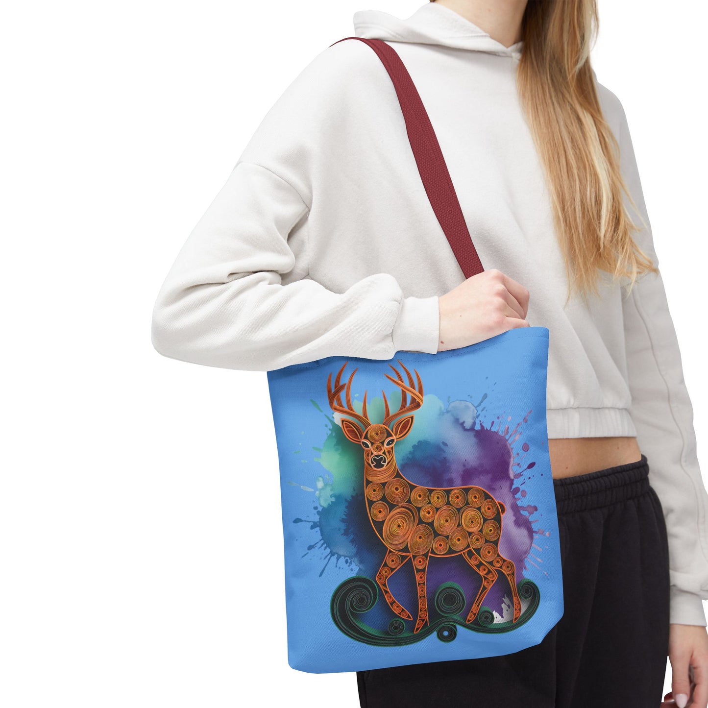 Bohemian Deer Tote Bag, Eco-Friendly Shopping Bag, Colorful Canvas Shoulder Bag, Gift for Nature Lovers, Unique Reusable Tote