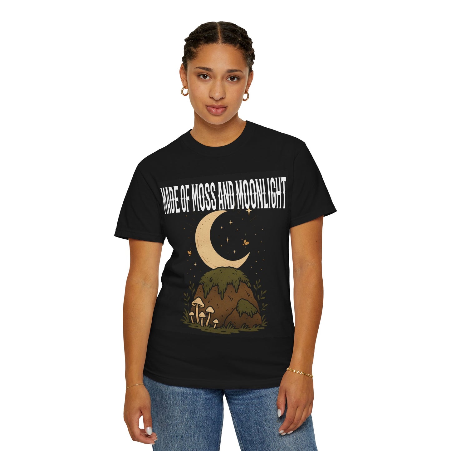 Made of Moss and Moonlight Unisex T-shirt | Cozy Nature Vibe Shirt for Eco Lovers, Perfect for Camping, Gifts, Chill Days, Earth Day