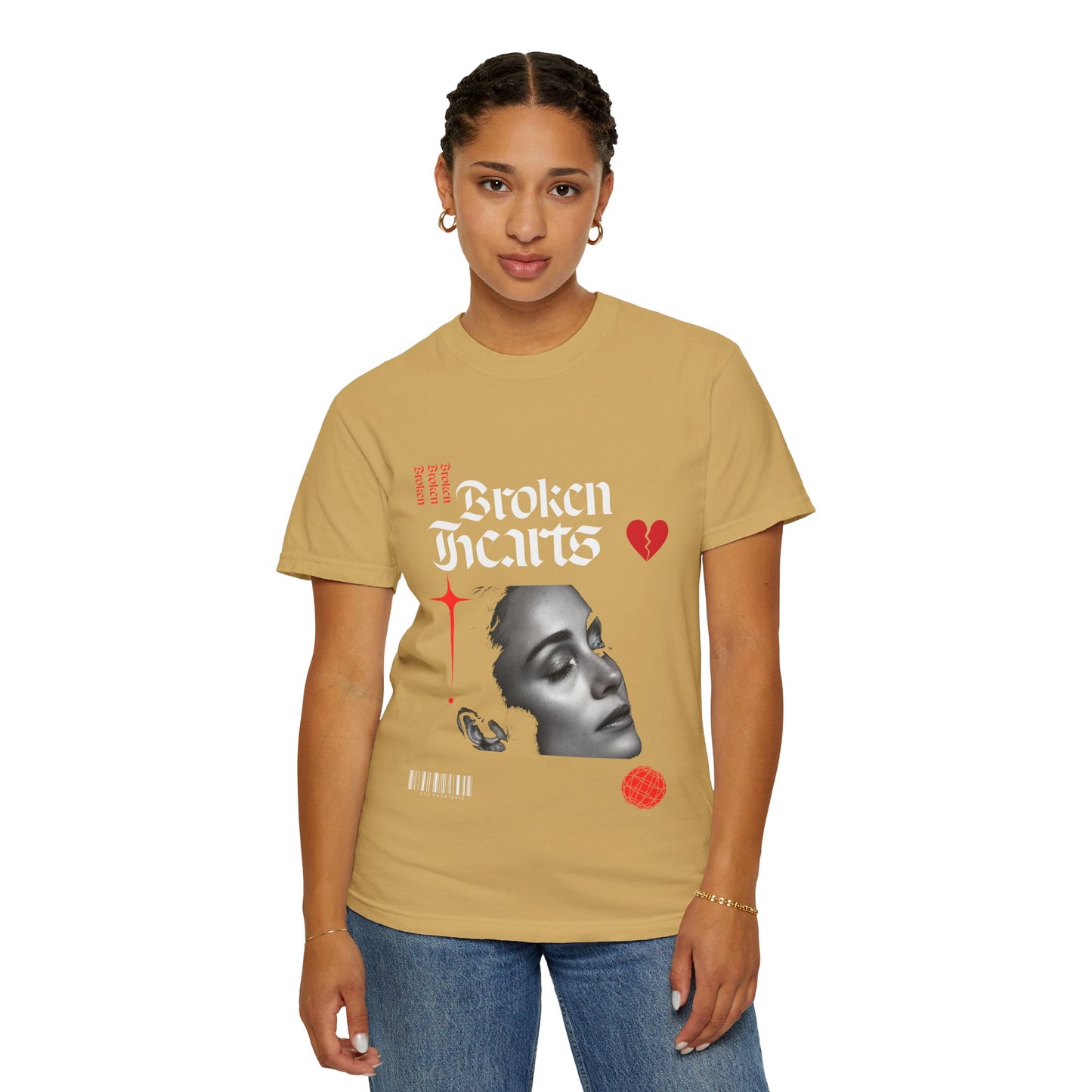 Broken Hearts Unisex Garment-Dyed T-Shirt - Trendy Graphic Tee for Casual Looks