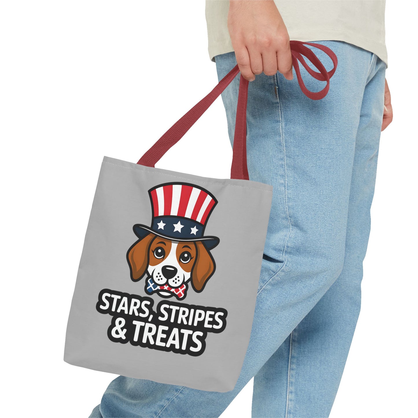 Patriotic Dog Tote Bag - Stars, Stripes & Treats - Cute Pet Lover Gift, Summer Fair, Dog Lovers, July 4th, Everyday Use