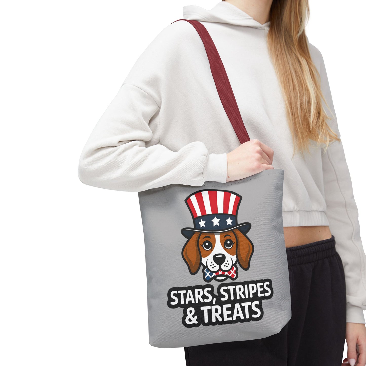 Patriotic Dog Tote Bag - Stars, Stripes & Treats - Cute Pet Lover Gift, Summer Fair, Dog Lovers, July 4th, Everyday Use
