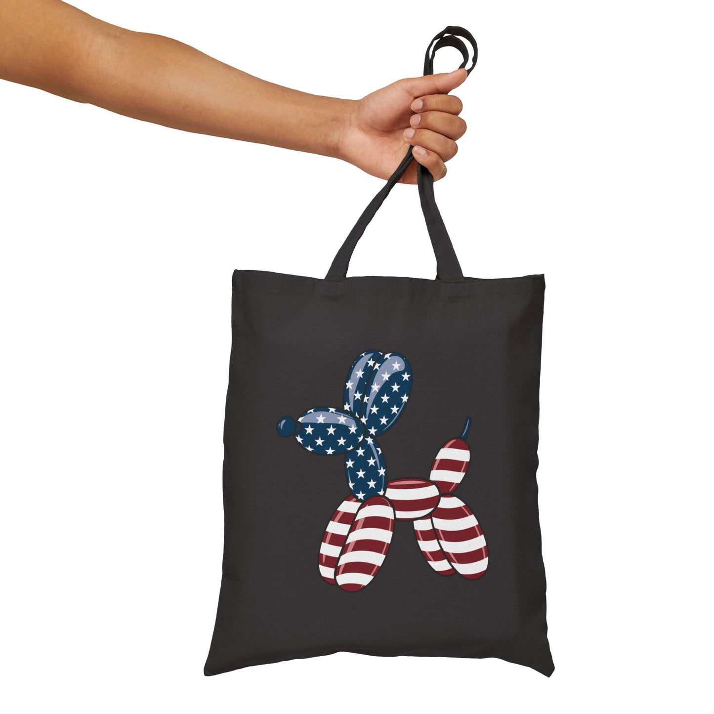 Patriotic Balloon Dog Tote Bag, Reusable Grocery Bag, Eco-Friendly Carrier, Fourth of July Shopping Bag, Cute Gift for Dog Lovers