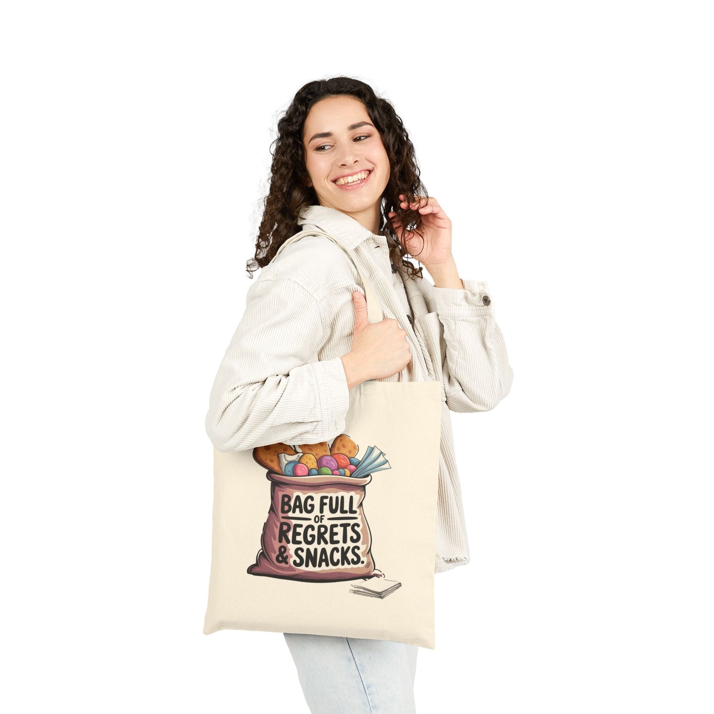 Funny Cotton Canvas Tote Bag, Unique Gift for Snack Lovers, Reusable Grocery Bag, Stylish Market Tote, Perfect for Parties & Travel