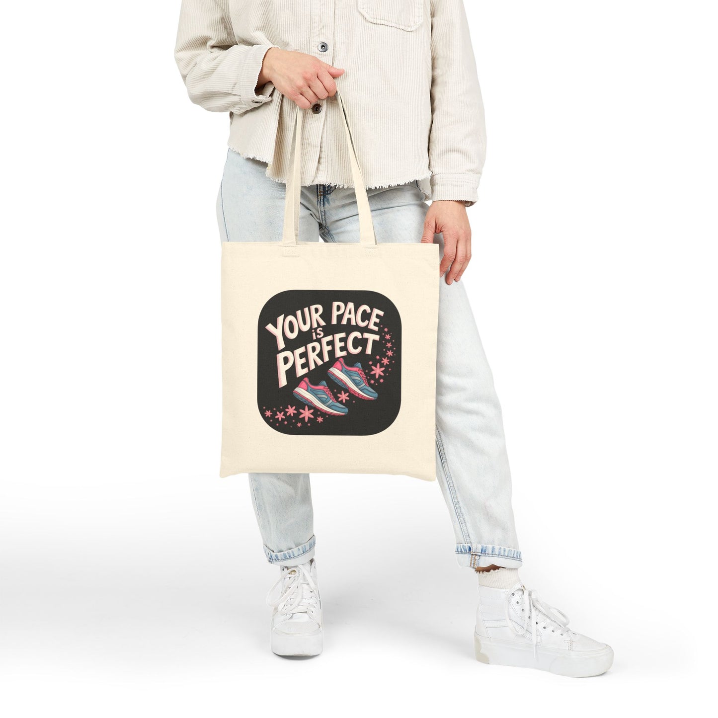 Your Pace is Perfect Tote Bag, Motivational Canvas Bag for Runners, Eco-Friendly Shopping Tote, Gym Bag, Gift for Athletes