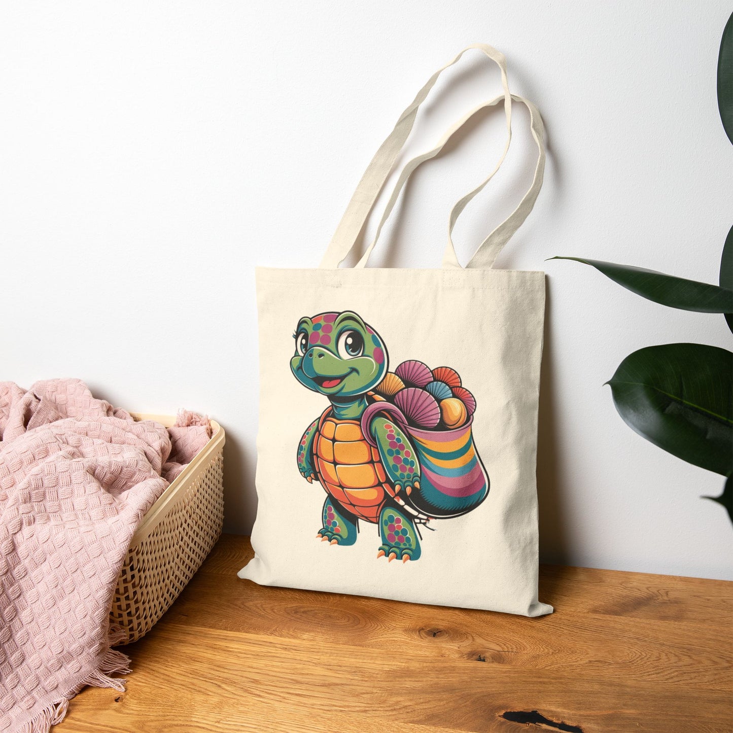 Colorful Turtle Canvas Tote Bag | Eco-Friendly Shopping, Beach Bag, Craft Tote, Gift for Nature Lovers, Earth Day Essentials
