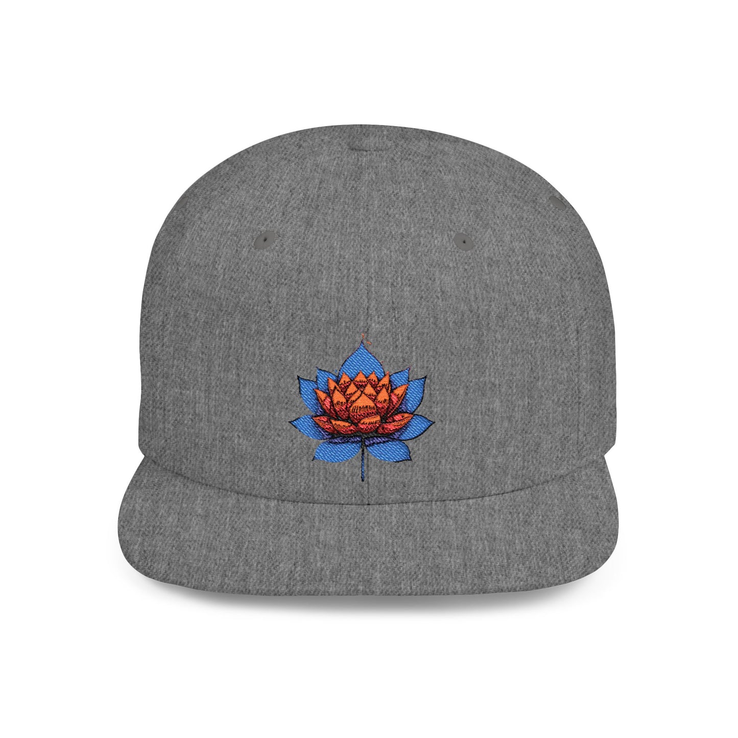 Lotus Flower Flat Bill Snapback Cap - Stylish & Versatile