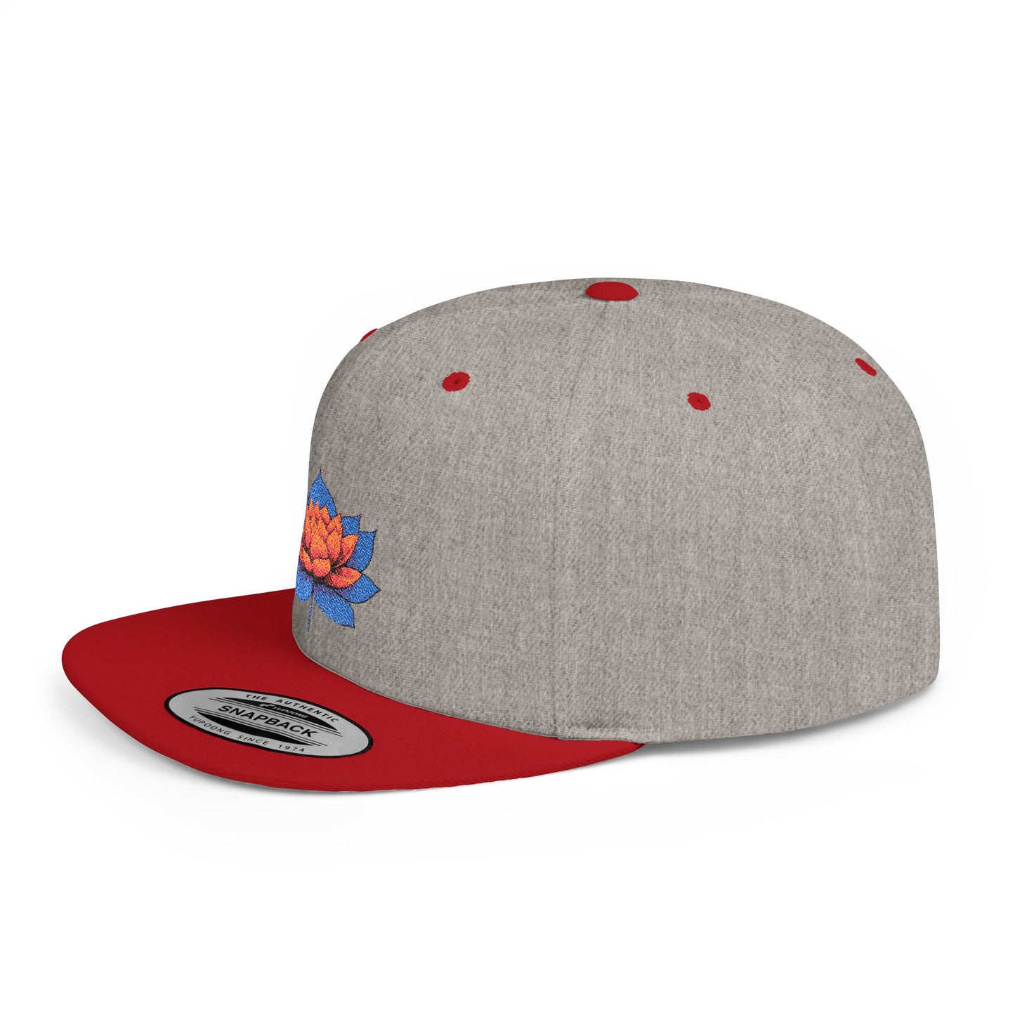 Lotus Flower Flat Bill Snapback Cap - Stylish & Versatile