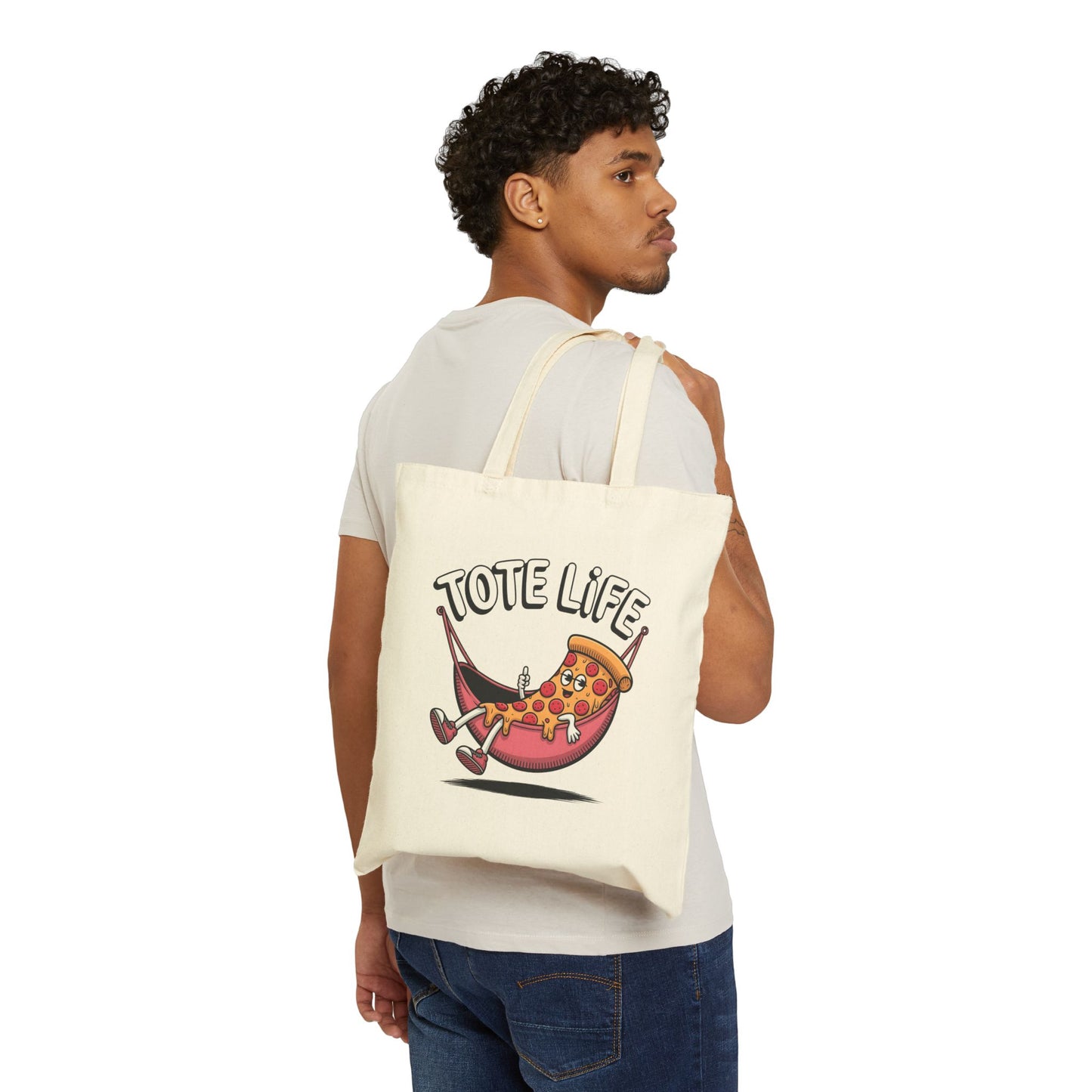 Pizza Lover's Cotton Canvas Tote Bag - Fun, Durable, Eco-Friendly Gift for Foodies, Shopping, Beach, or Grocery