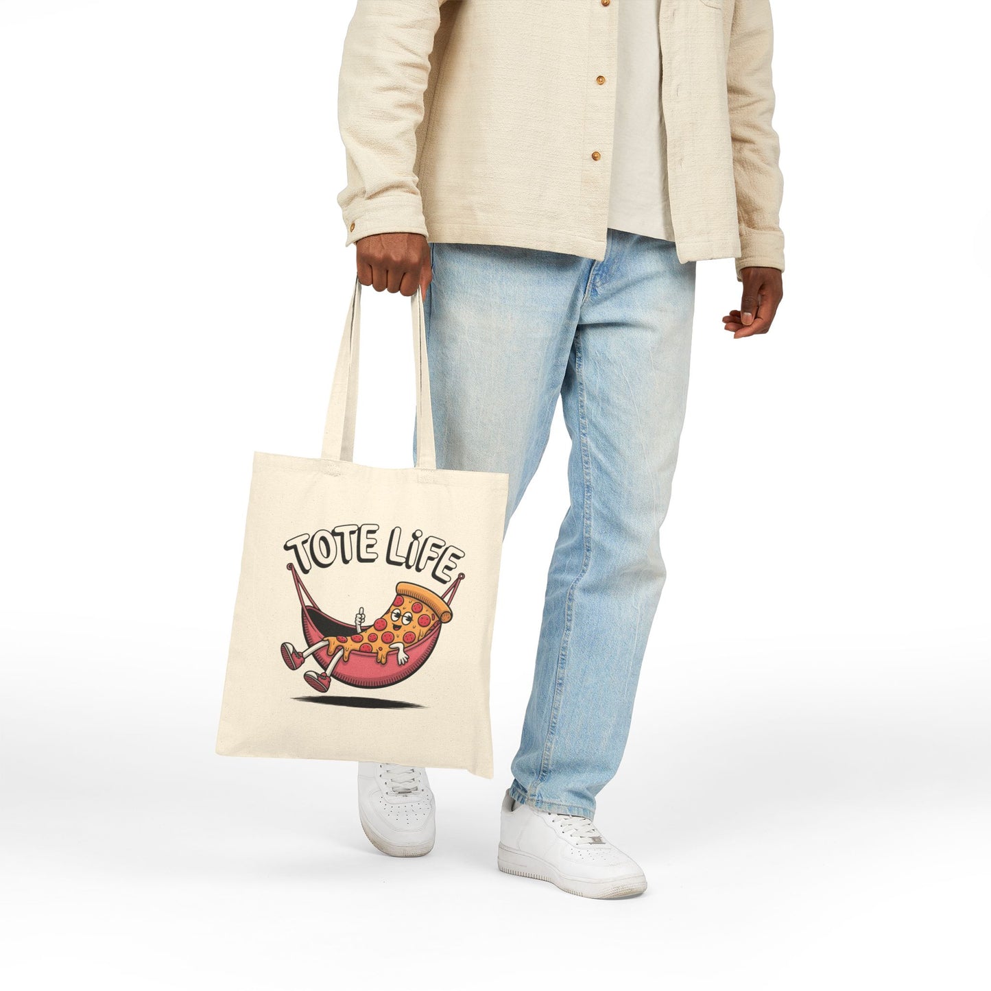 Pizza Lover's Cotton Canvas Tote Bag - Fun, Durable, Eco-Friendly Gift for Foodies, Shopping, Beach, or Grocery