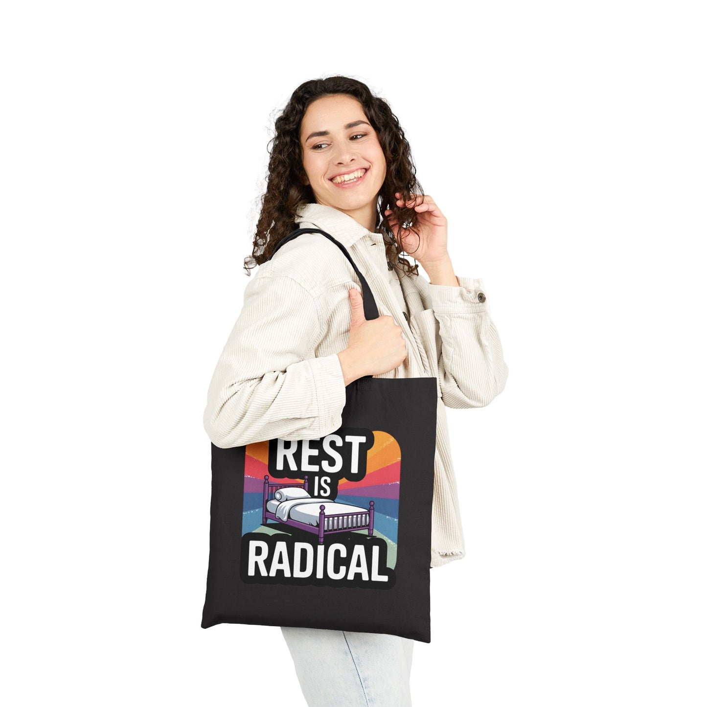 Radical Rest Cotton Canvas Tote Bag, Inspirational Tote, Eco-Friendly Bag, Gift for Relaxation Lovers, Motivational Shopping Bag