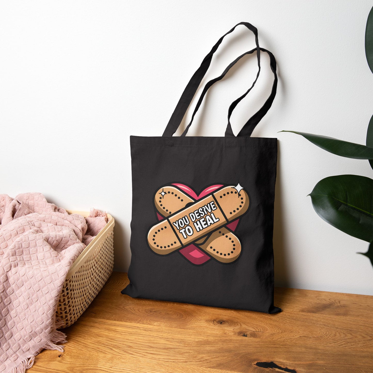 Healing Heart Cotton Canvas Tote Bag | You Deserve to Heal | Eco-Friendly Fashion, Gift for Her, Shopping Bag, Self-Care Collection