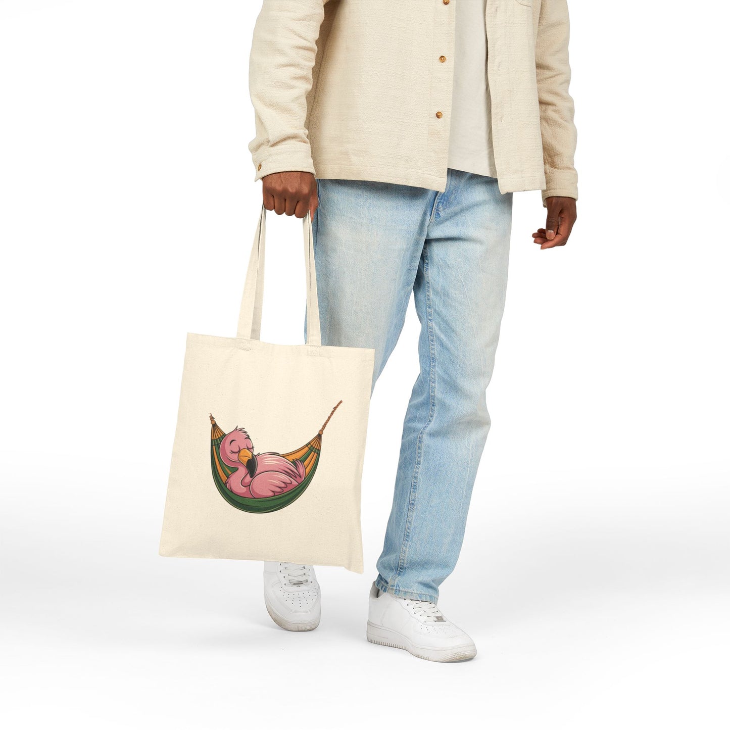 Flamingo Hammock Tote Bag, Eco-Friendly Shopping Bag, Summer Beach Bag, Cute Gift for Her, Travel Tote
