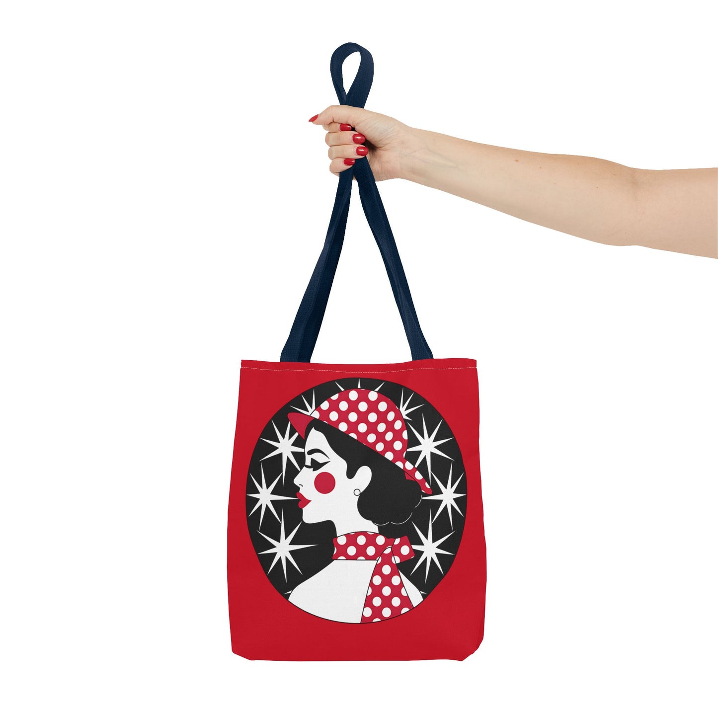 Vintage Glamour Tote Bag - Retro Fashion, Stylish Handbag, Gift for Her, Everyday Use, Polka Dot Design