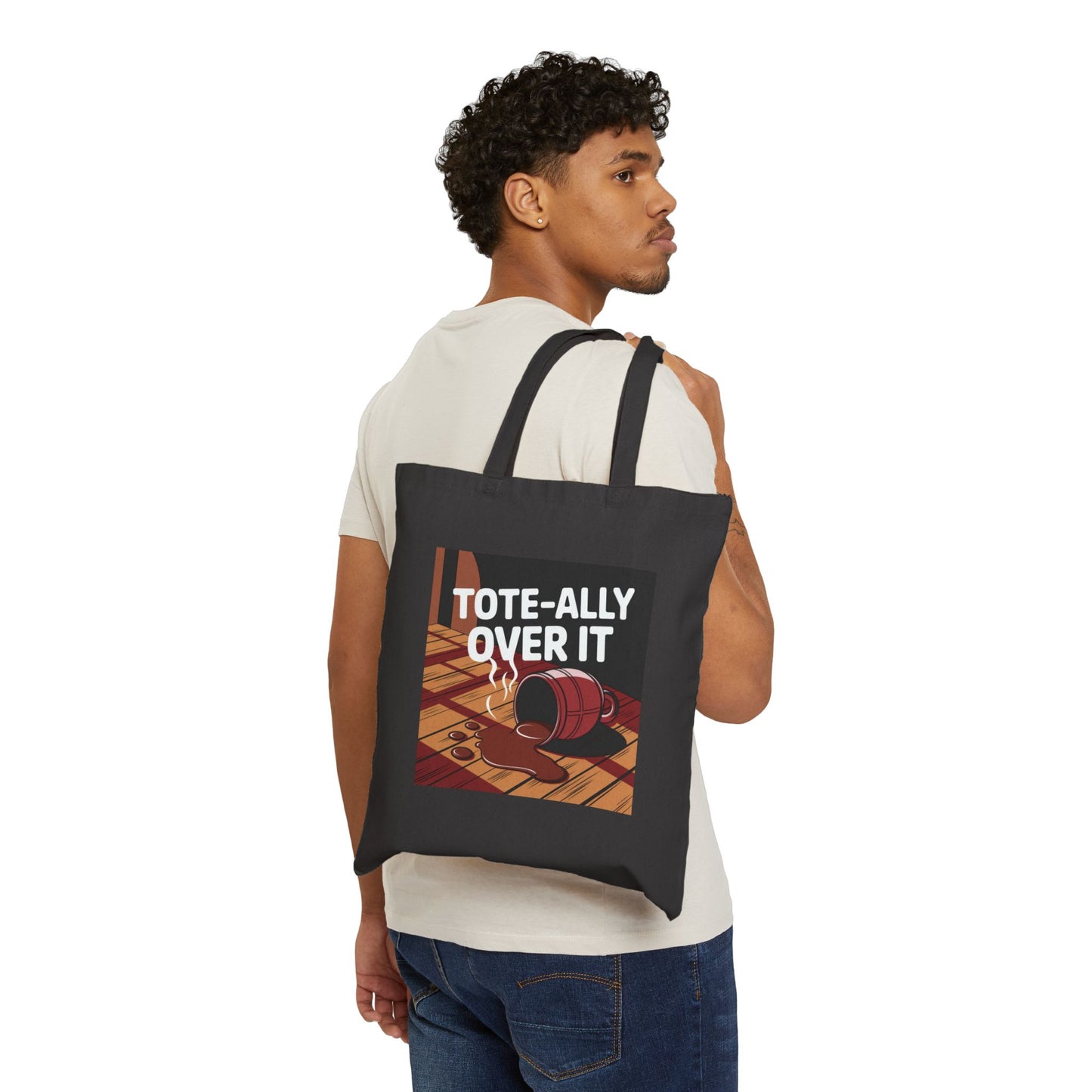 Funny Cotton Canvas Tote Bag - Tote-ally Over It - Eco-friendly, Shopping, Beach, Gift