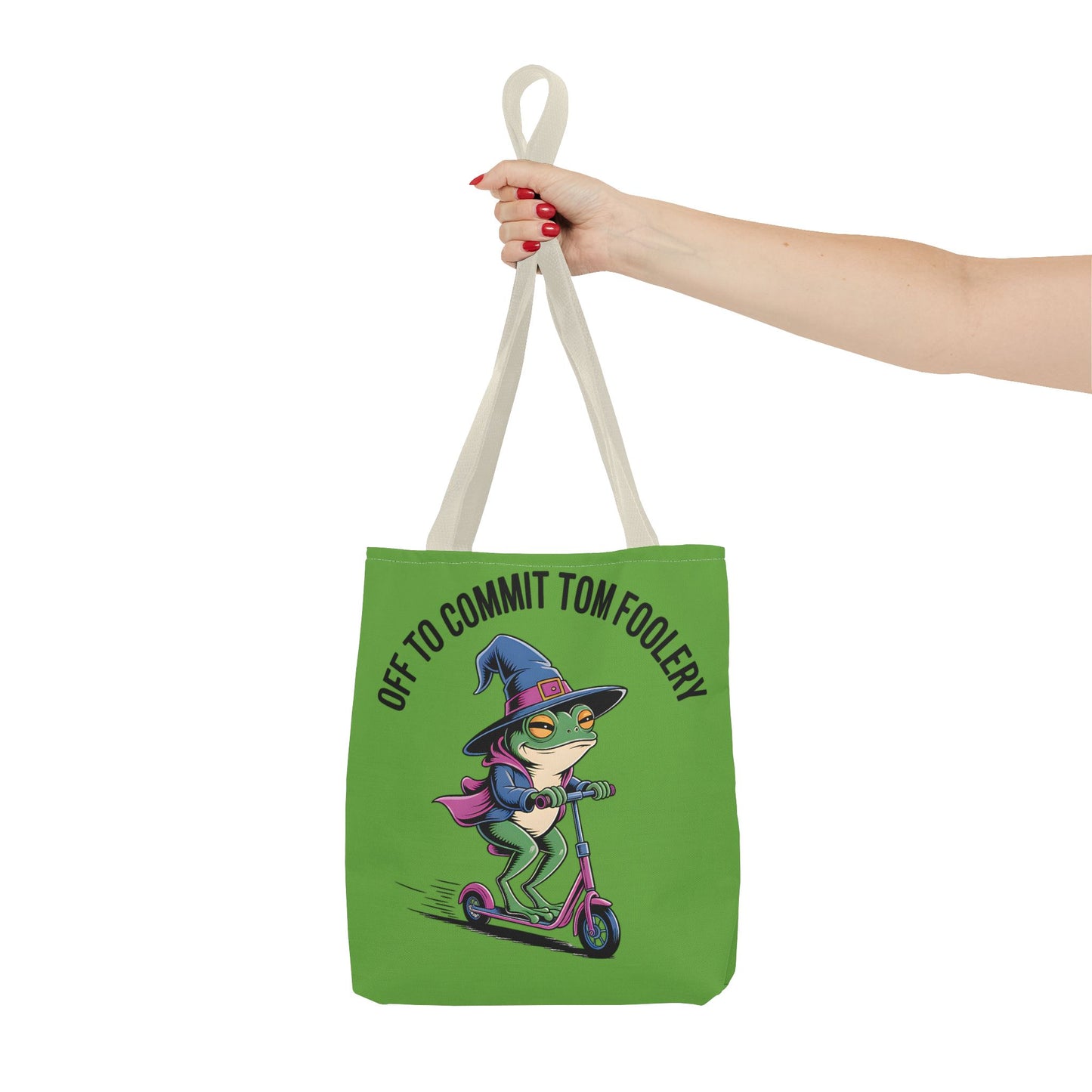 Whimsical Frog Tote Bag, Off to Commit Tom Foolery, Funny Gift, Eco-Friendly Shopping, Ideal for Parties, Casual Everyday Use
