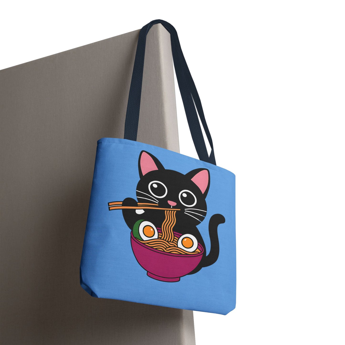 Cute Cat Noodle Tote Bag | Animal Lover Gift, Beach Bag, Shopping Tote, Foodie Accessory, Pet Lover's Bag