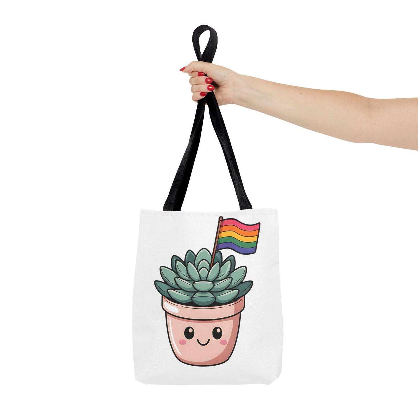 Cute Succulent Tote Bag with Rainbow Flag - Perfect for Pride Events