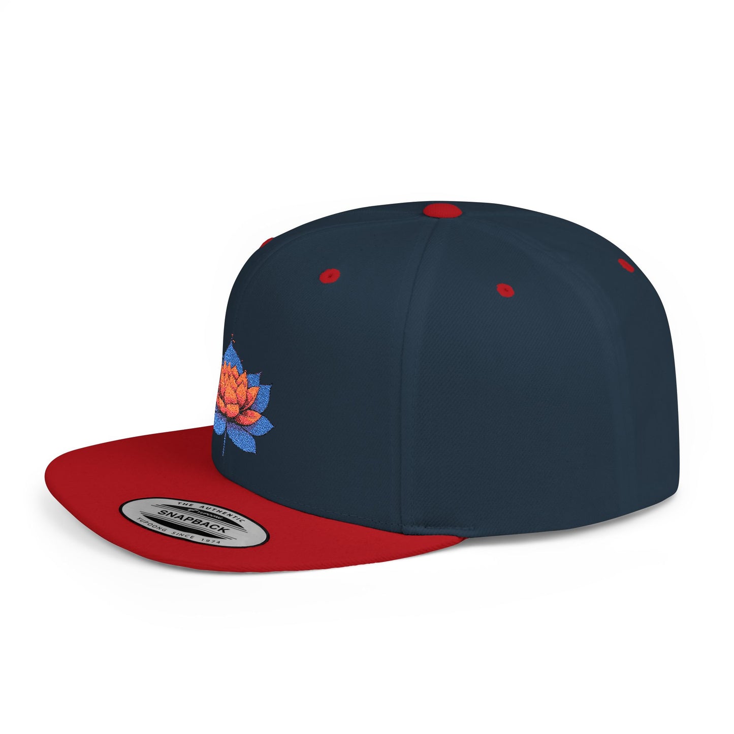 Lotus Flower Flat Bill Snapback Cap - Stylish & Versatile